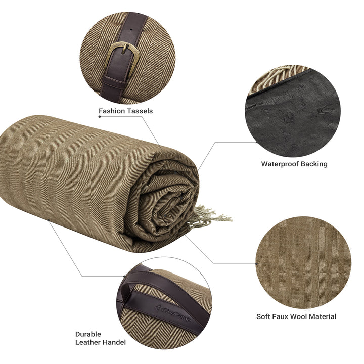 KingCamp Portable Outdoor Waterproof Picnic Beach Blanket, 210D Oxford, Brown - VMInnovations