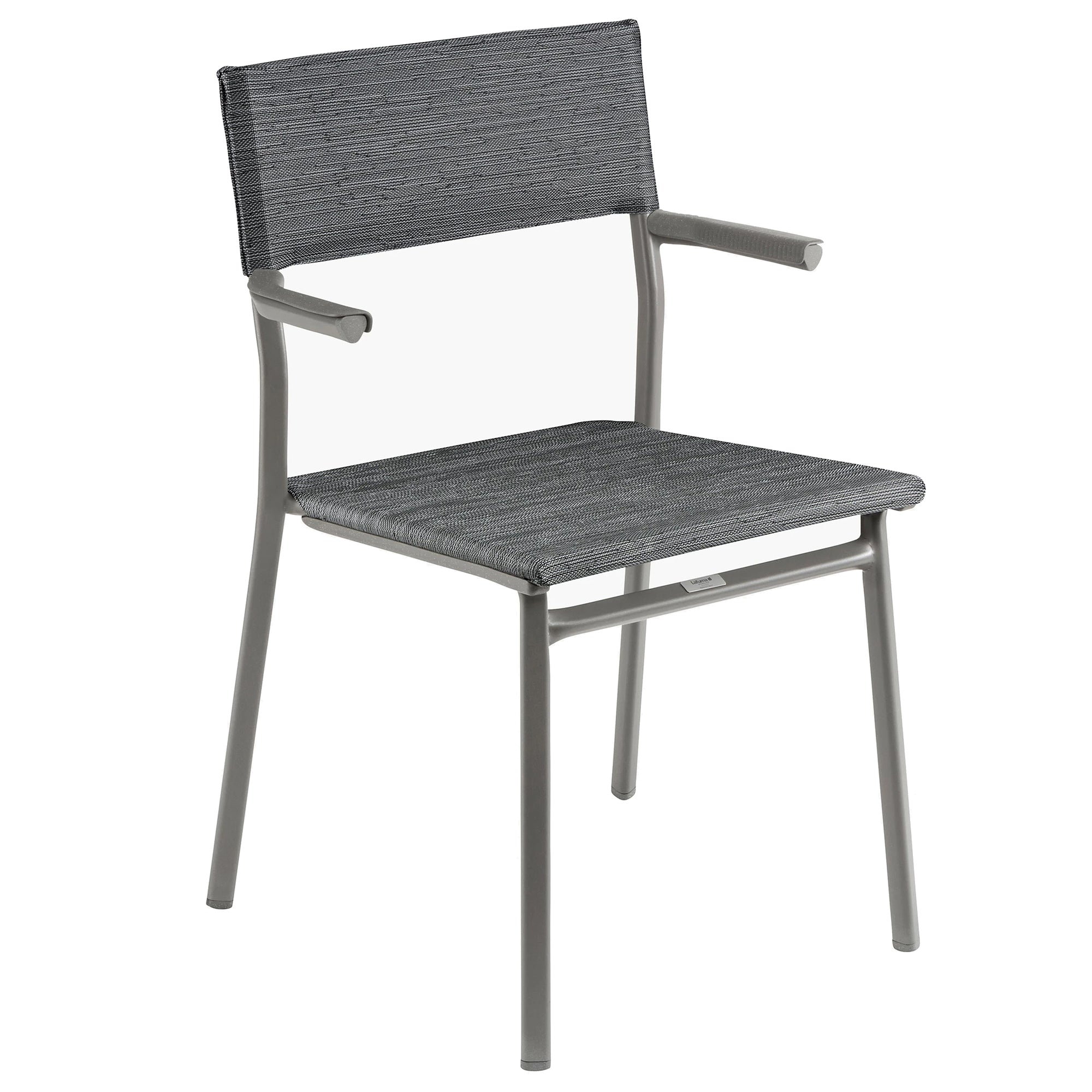 Lafuma Batyline Duo ORON Outdoor Dining Armchair, Titanium/Obsidian (Set of 2)