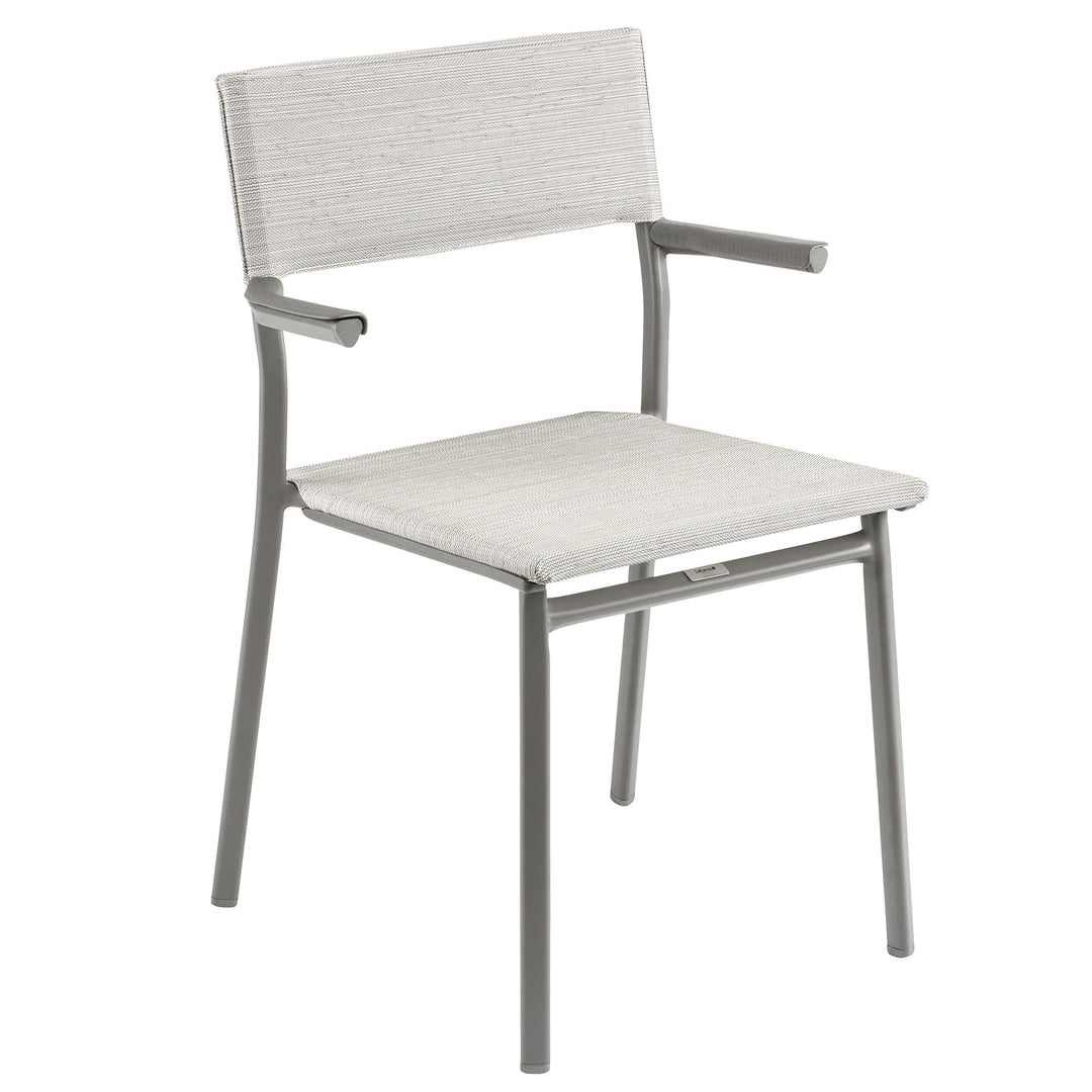 Lafuma Batyline Duo ORON Outdoor Dining Armchair, Titanium/Pebble (Set of 2) - VMInnovations