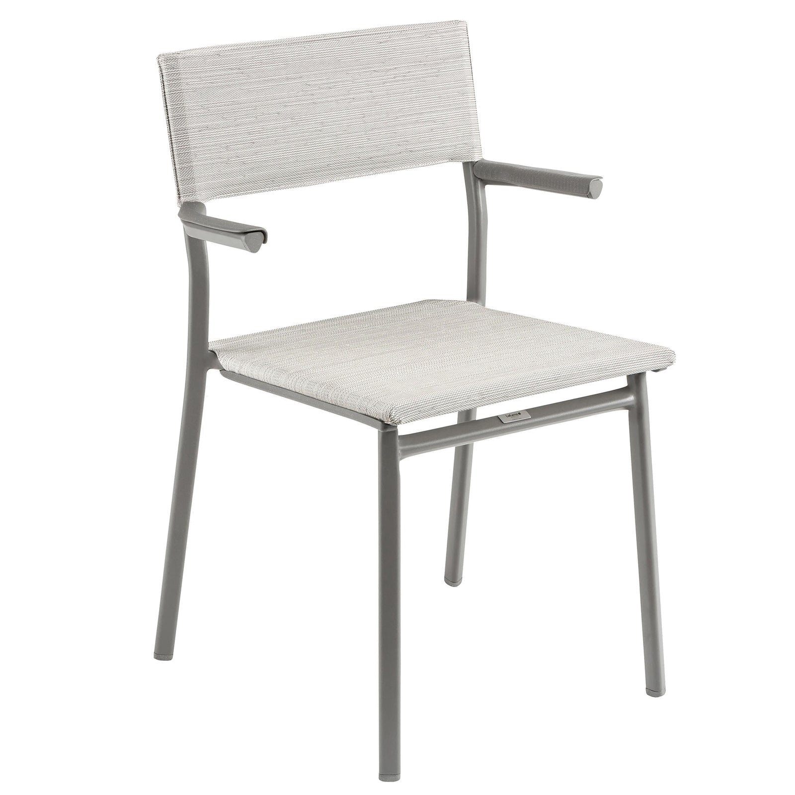 Lafuma Batyline Duo ORON Outdoor Dining Armchair, Titanium/Pebble (Set of 2) - VMInnovations