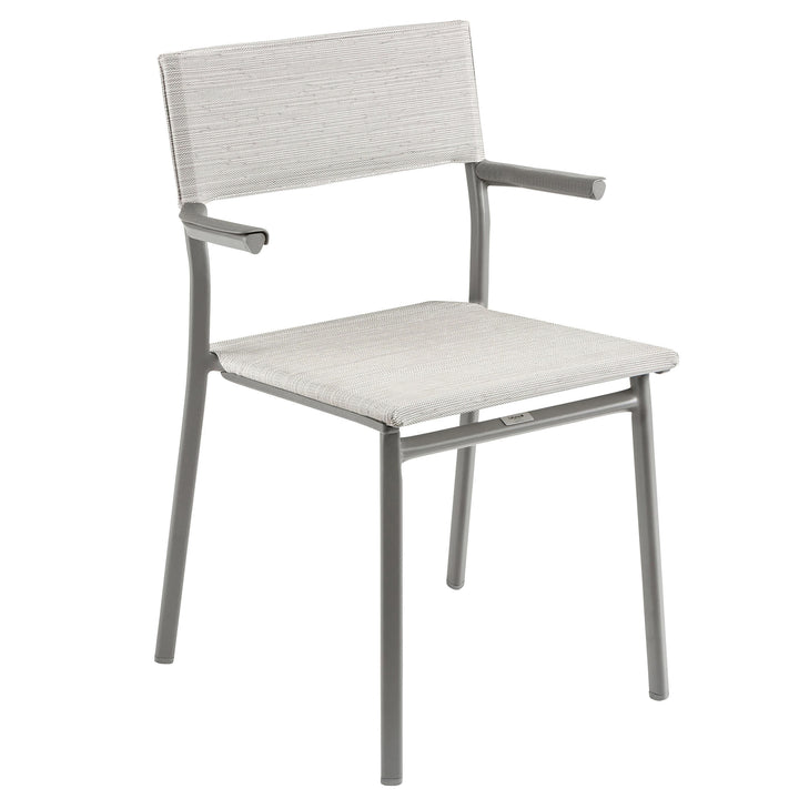Lafuma Batyline Duo ORON Outdoor Dining Armchair, Titanium/Pebble (Set of 2) - VMInnovations