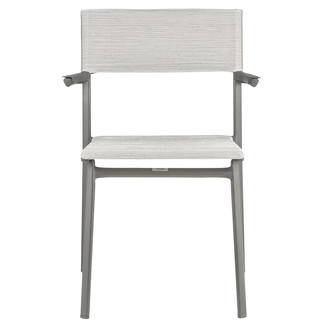 Lafuma Batyline Duo ORON Outdoor Dining Armchair, Titanium/Pebble (Set of 2) - VMInnovations