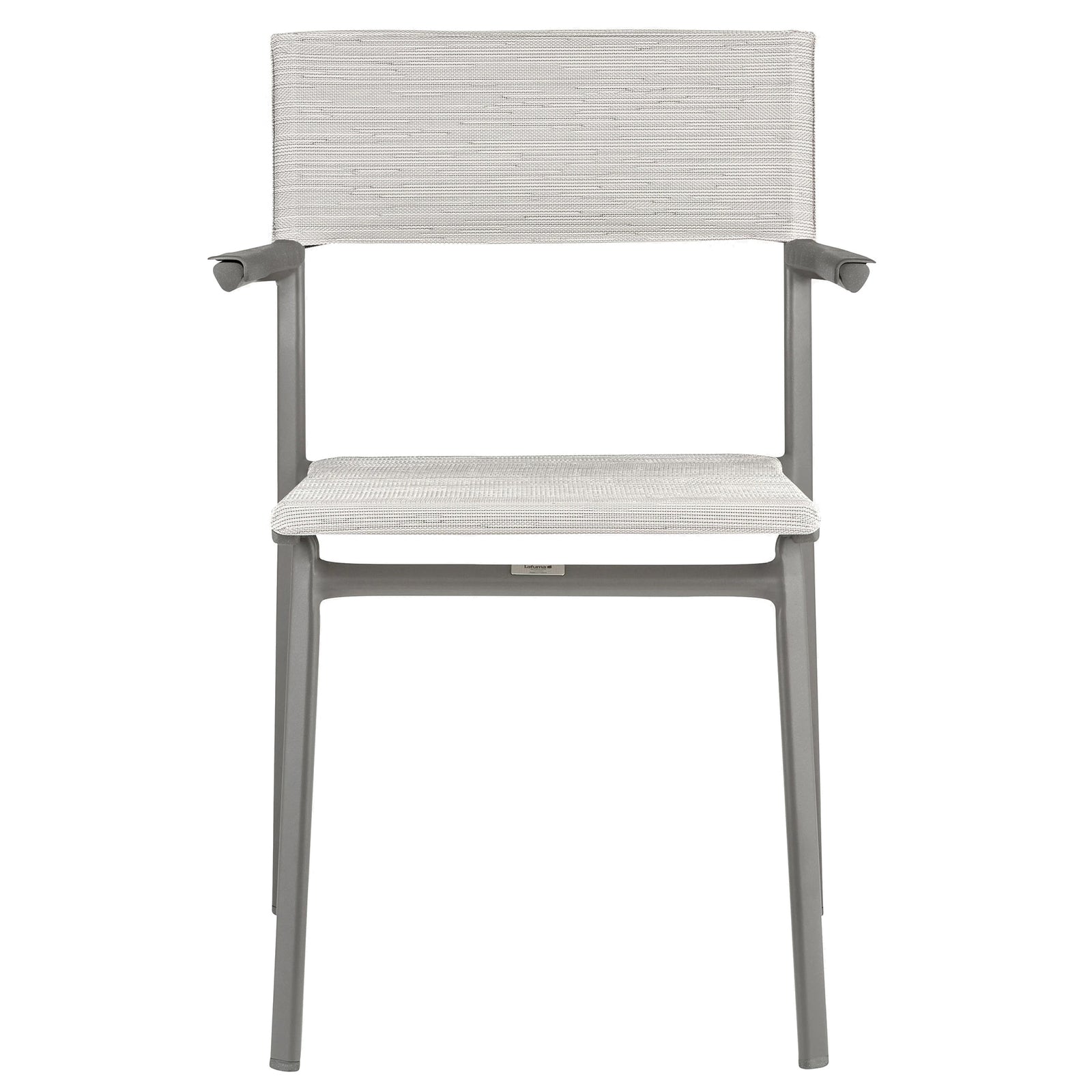 Lafuma Batyline Duo ORON Outdoor Dining Armchair, Titanium/Pebble (Set of 2) - VMInnovations