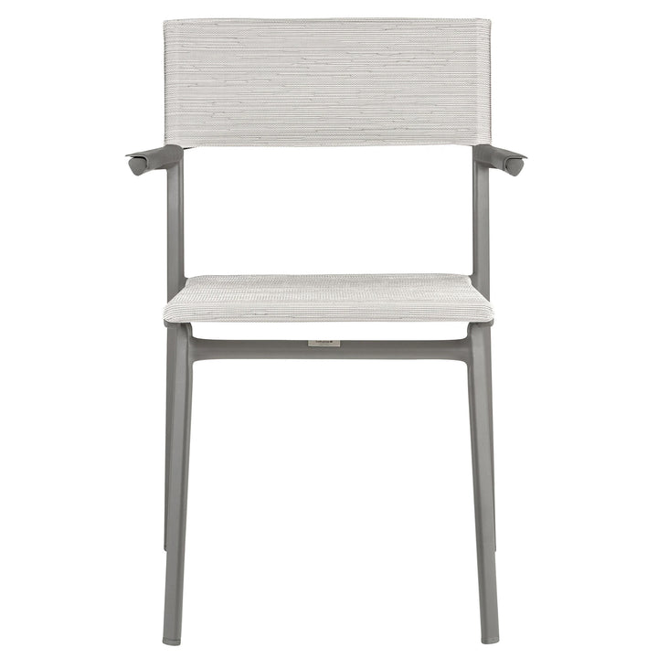 Lafuma Batyline Duo ORON Outdoor Dining Armchair, Titanium/Pebble (Set of 2) - VMInnovations