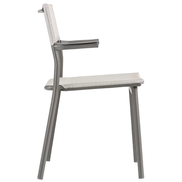 Lafuma Batyline Duo ORON Outdoor Dining Armchair, Titanium/Pebble (Set of 2) - VMInnovations