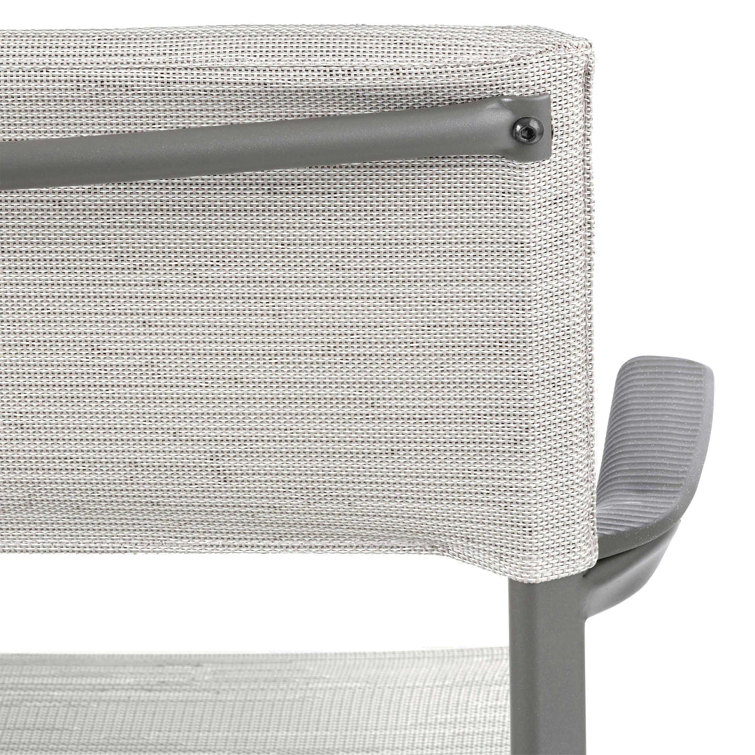 Lafuma Batyline Duo ORON Outdoor Dining Armchair, Titanium/Pebble (Set of 2) - VMInnovations