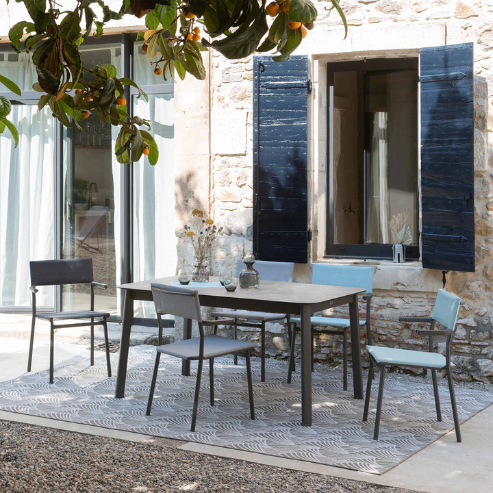 Lafuma Batyline Duo ORON Outdoor Dining Armchair, Titanium/Pebble (Set of 2) - VMInnovations