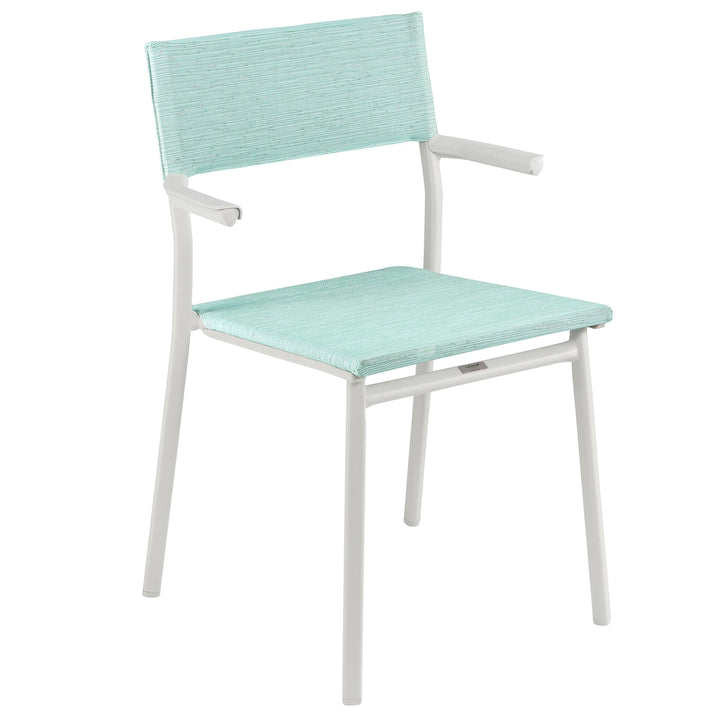 Lafuma Batyline Duo ORON Outdoor Dining Armchair, Sand/Mistral Blue (Set of 2) - VMInnovations
