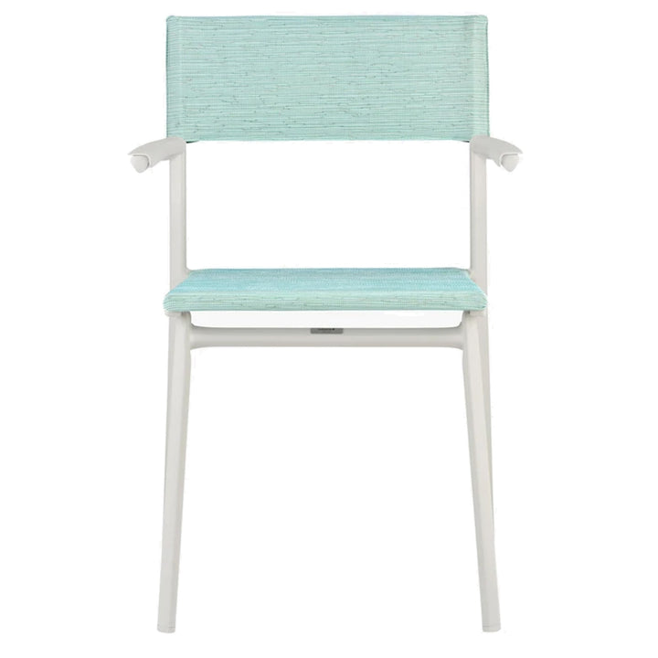 Lafuma Batyline Duo ORON Outdoor Dining Armchair, Sand/Mistral Blue (Set of 2) - VMInnovations