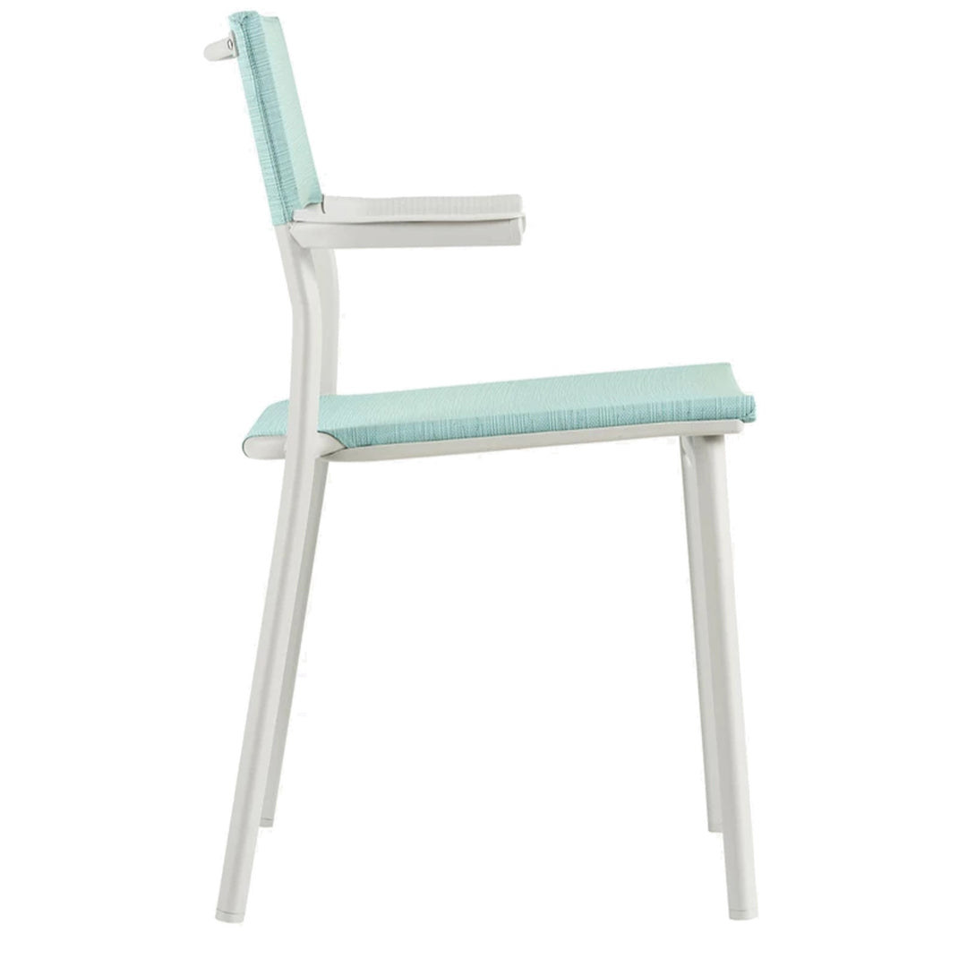 Lafuma Batyline Duo ORON Outdoor Dining Armchair, Sand/Mistral Blue (Set of 2) - VMInnovations