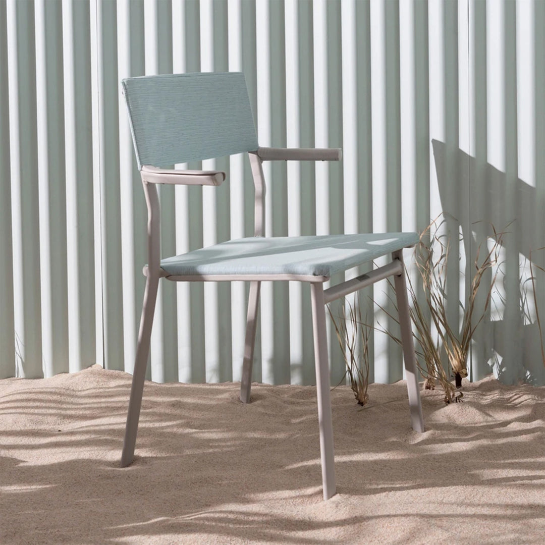 Lafuma Batyline Duo ORON Outdoor Dining Armchair, Sand/Mistral Blue (Set of 2) - VMInnovations