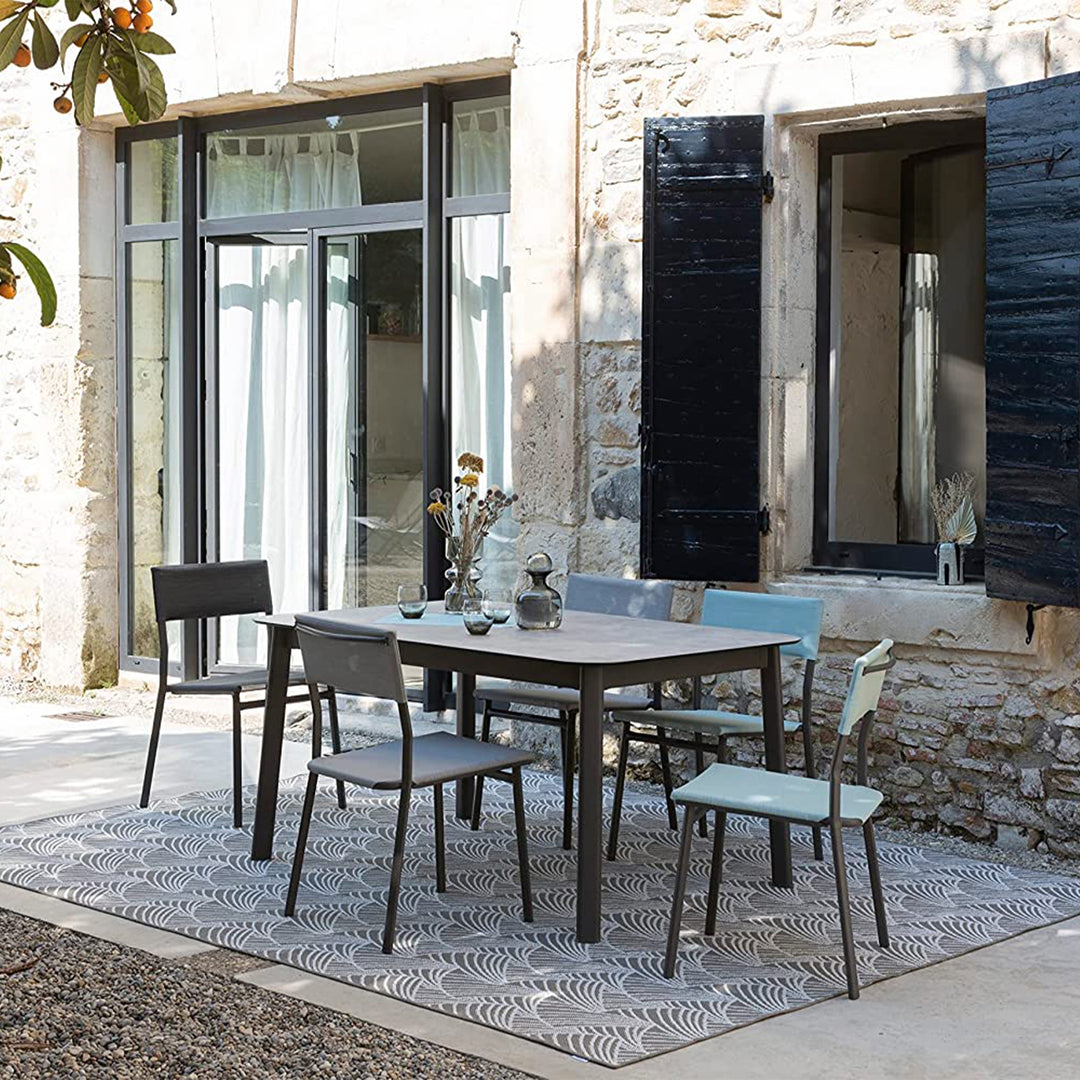 Lafuma Batyline Duo ORON Outdoor Dining Armchair, Sand/Mistral Blue (Set of 2) - VMInnovations