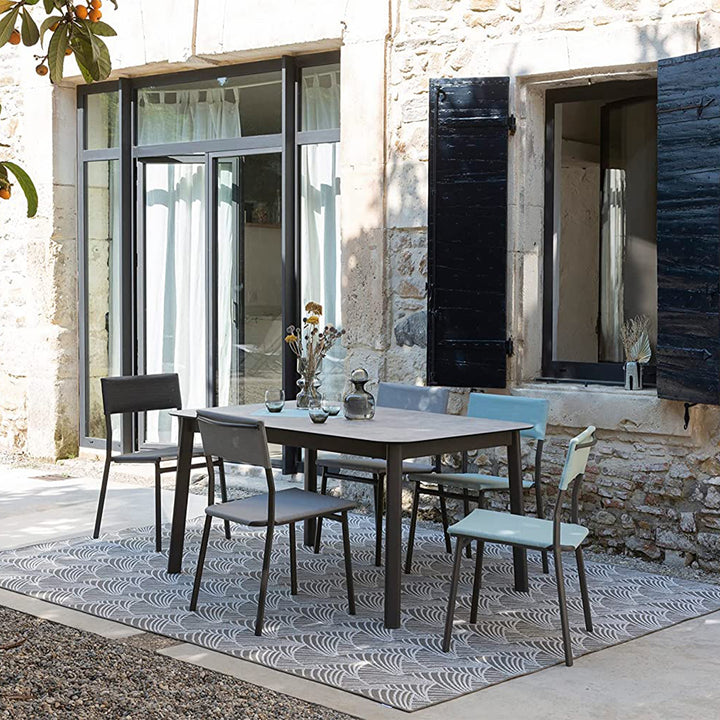 Lafuma Batyline Duo ORON Outdoor Dining Armchair, Sand/Mistral Blue (Set of 2) - VMInnovations