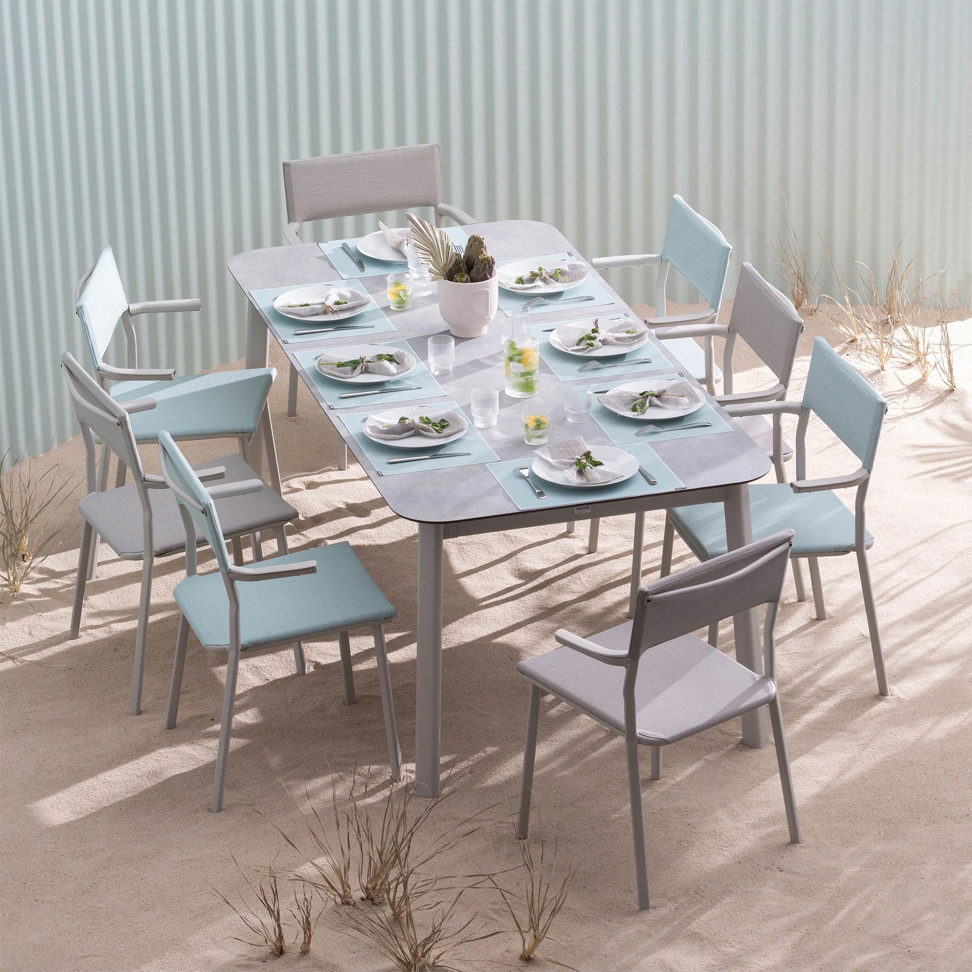 Lafuma Batyline Duo Durable Dining Armchair, Sand/Pebble (Set of 2) (Open Box) - VMInnovations