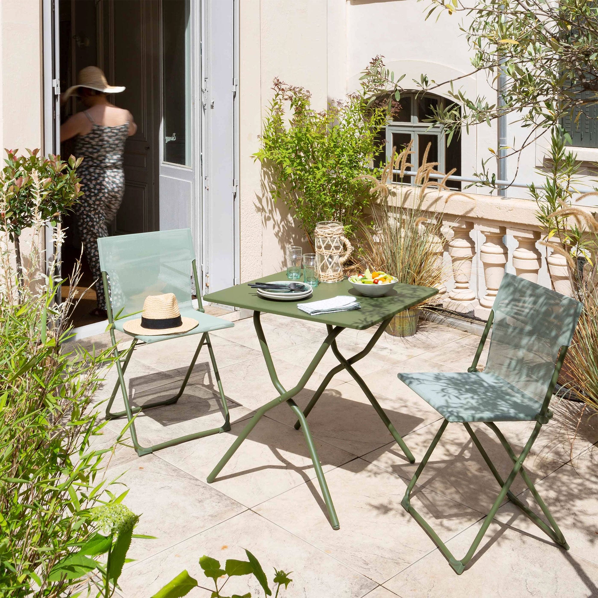 Lafuma Balcony II Steel Folding Patio Chair, Moss Green, Set of 2 (Open Box)