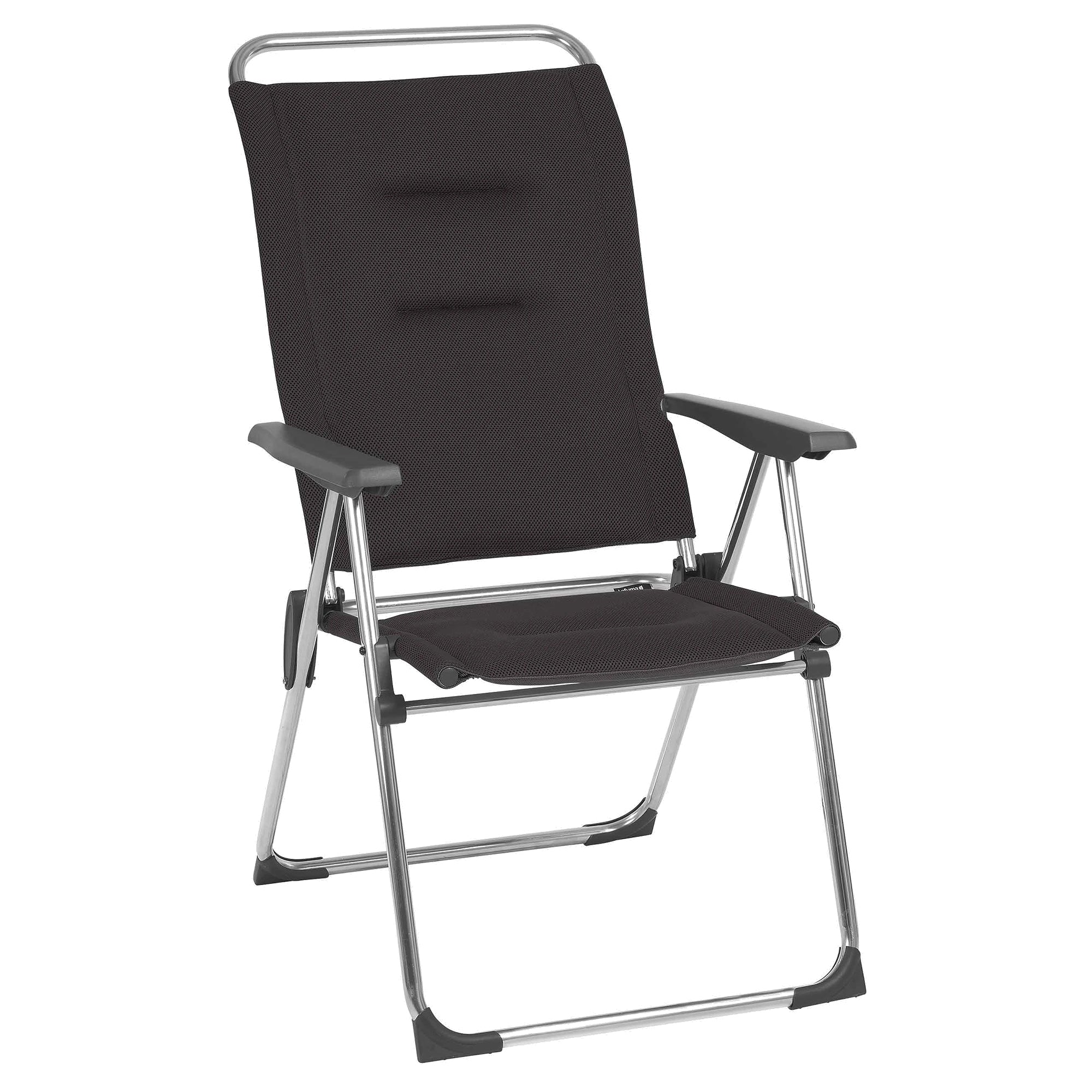 Lafuma Alu Cham Padded Foldable Camping Mesh Sling Reclining Armchair, Acier - VMInnovations