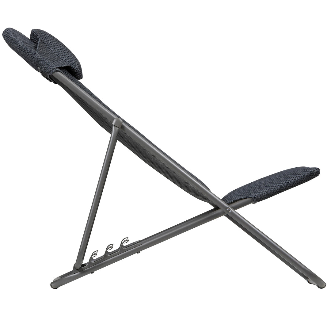 Lafuma Maxi Transat Plus Padded Ultra Compact Foldable Sling Chair, Dark Gray - VMInnovations