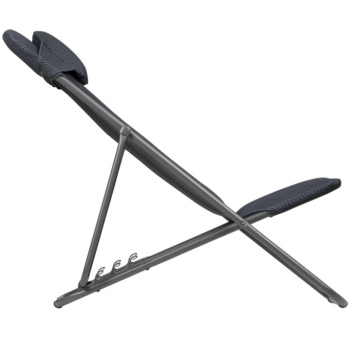 Lafuma Maxi Transat Plus Padded Ultra Compact Foldable Sling Chair, Dark Gray - VMInnovations