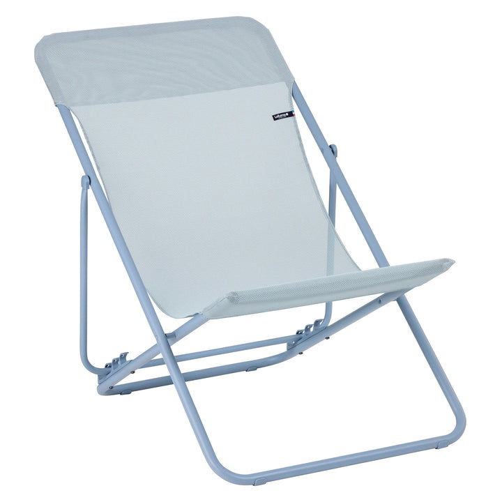 Lafuma Maxi Transat Colorblock Foldable Reclining Sling Deck Chair, Sky (2 Pack) - VMInnovations