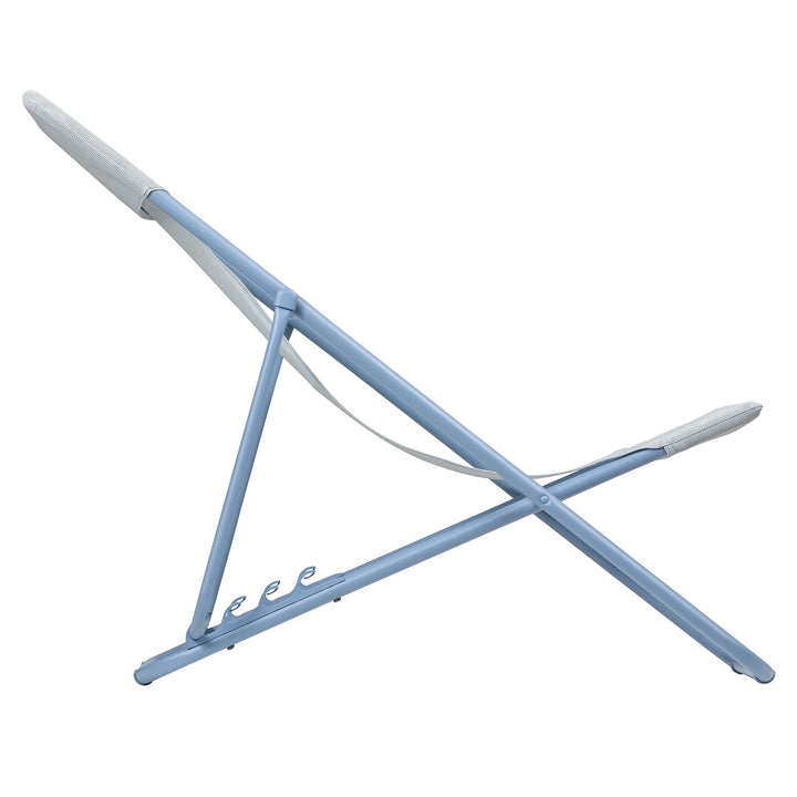 Lafuma Maxi Transat Colorblock Foldable Reclining Sling Deck Chair, Sky (2 Pack) - VMInnovations