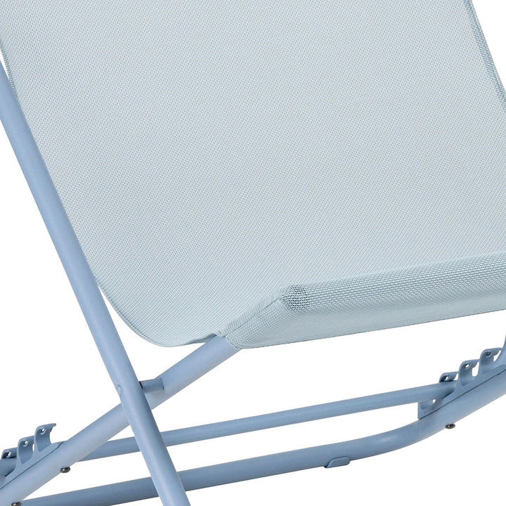 Lafuma Maxi Transat Colorblock Foldable Reclining Sling Deck Chair, Sky (2 Pack) - VMInnovations