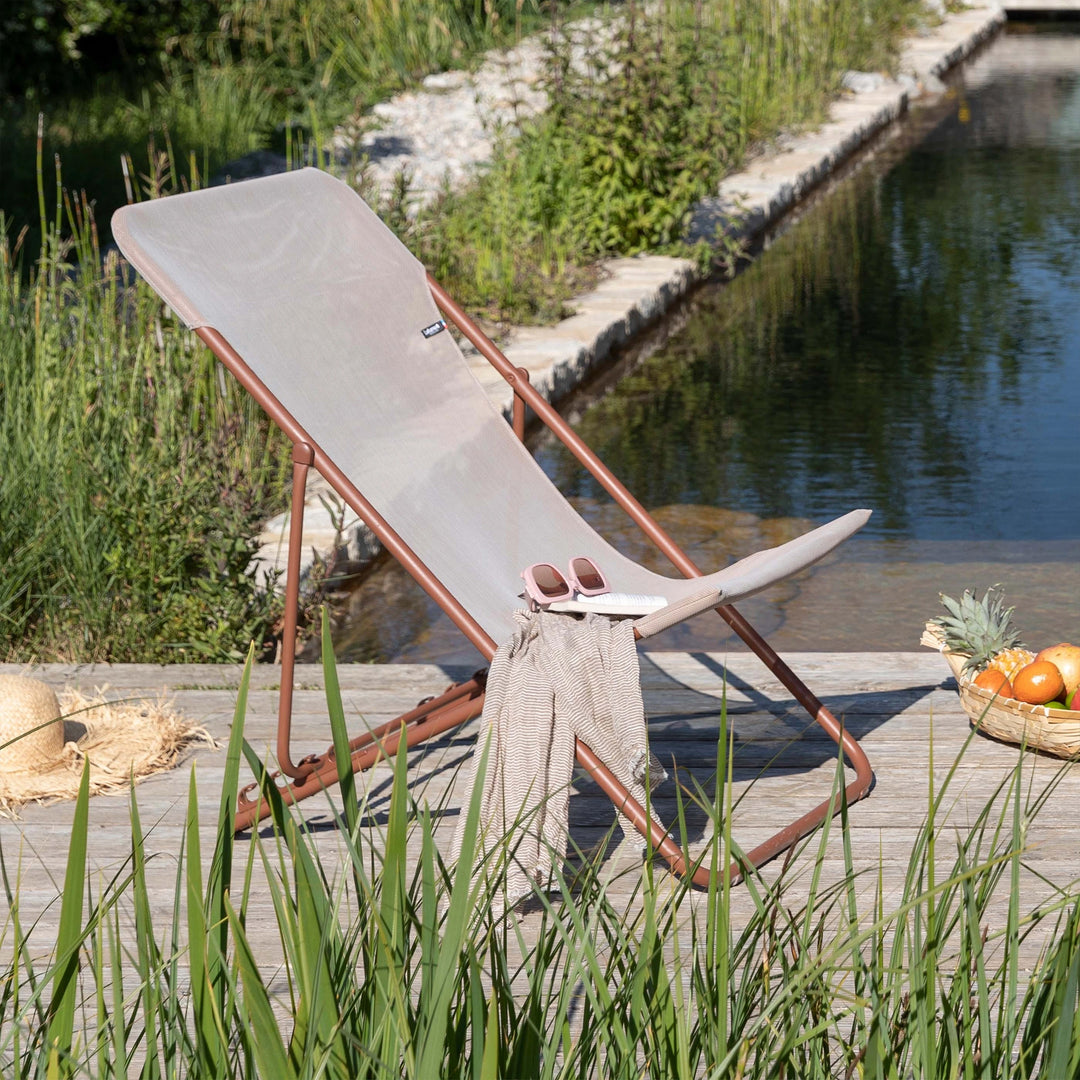 Lafuma Maxi Transat Colorblock Foldable Recline Sling Deck Chair, Canyon(2 Pack) - VMInnovations