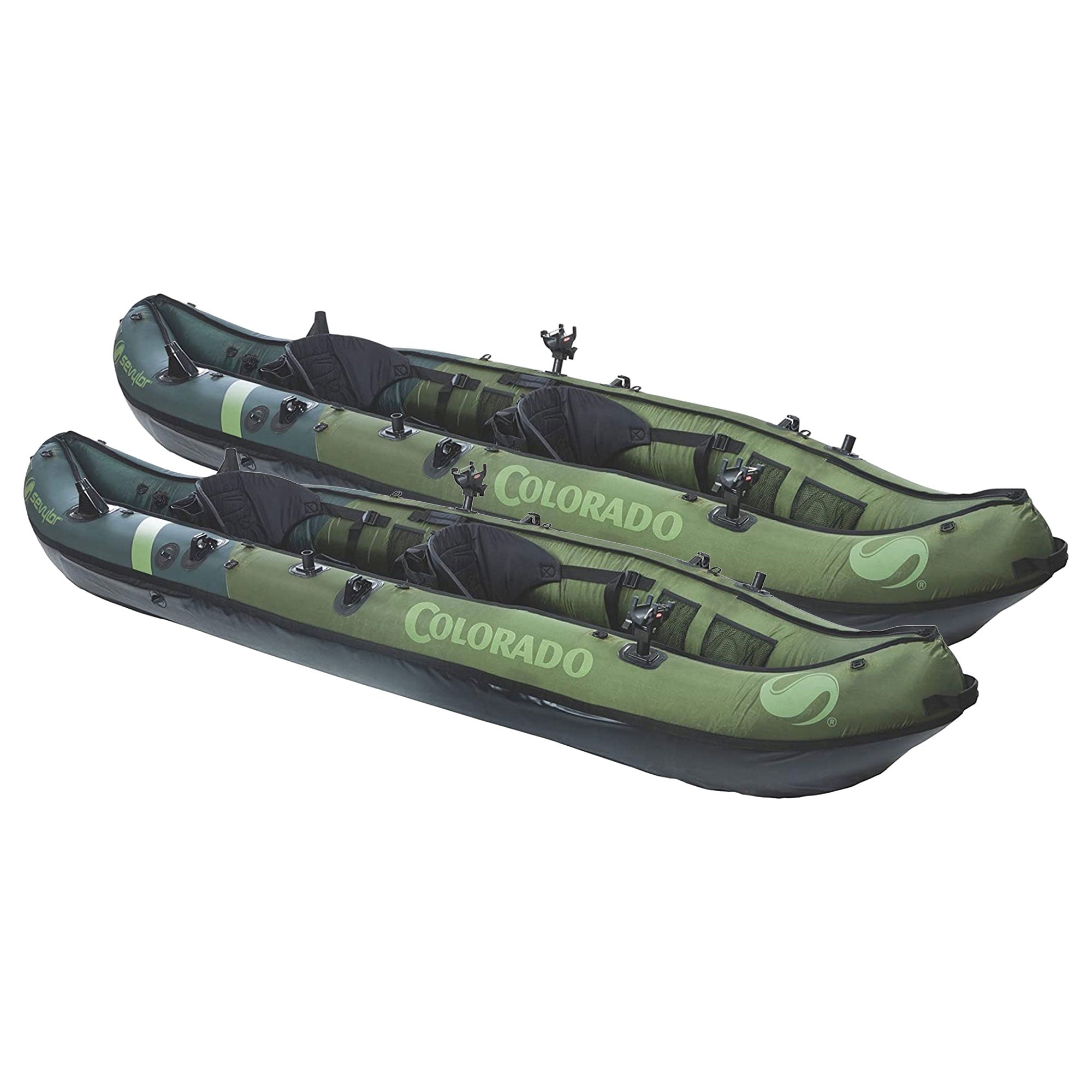 Sevylor Colorado 2 Person Inflatable Fishing Kayak w/Adjustable Seats, Set of 2