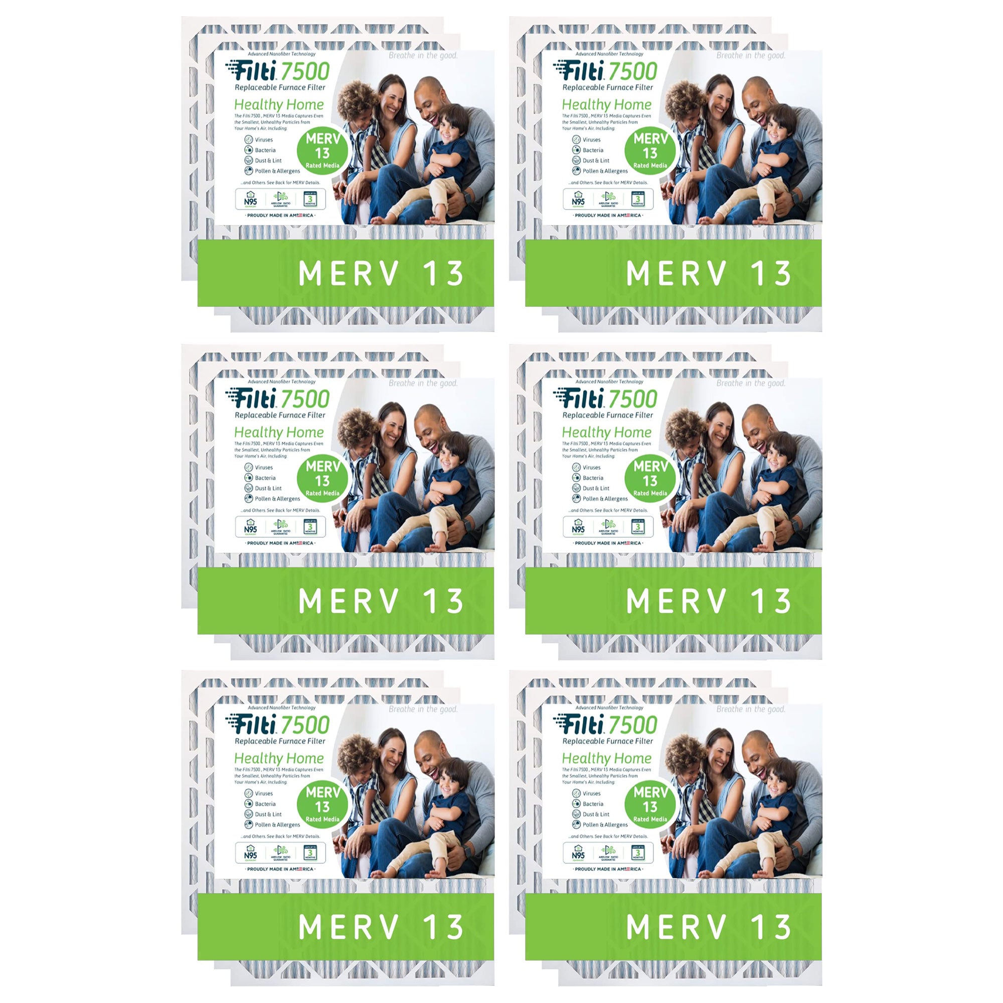 Filti 7500 Pleated Home HVAC Furnace 20 x 30 x 1 MERV 13 Air Filter (24 Pack) - VMInnovations