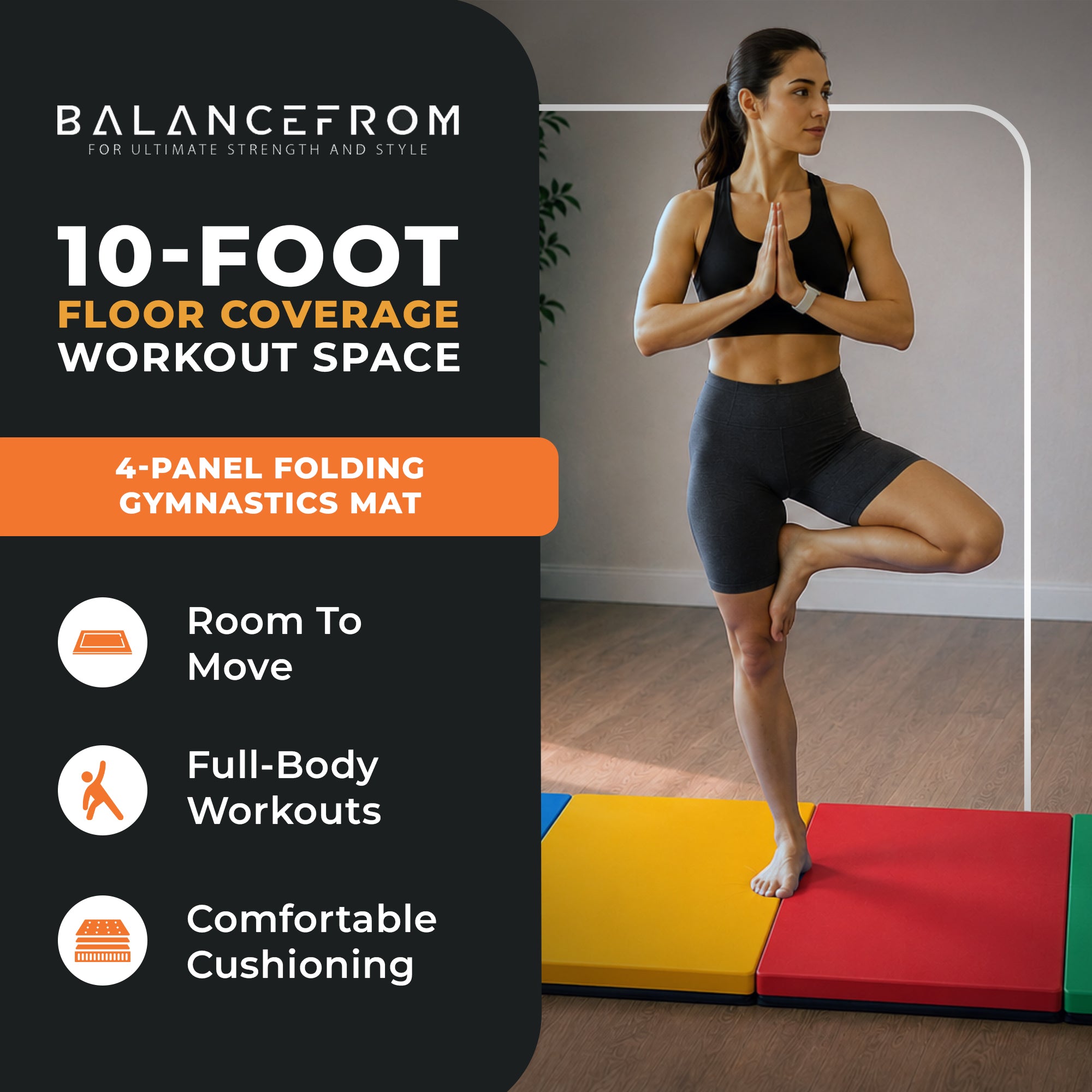 BalanceFrom Fitness 120 x 48" All Purpose Gymnastics Mat, Multi (Open Box)