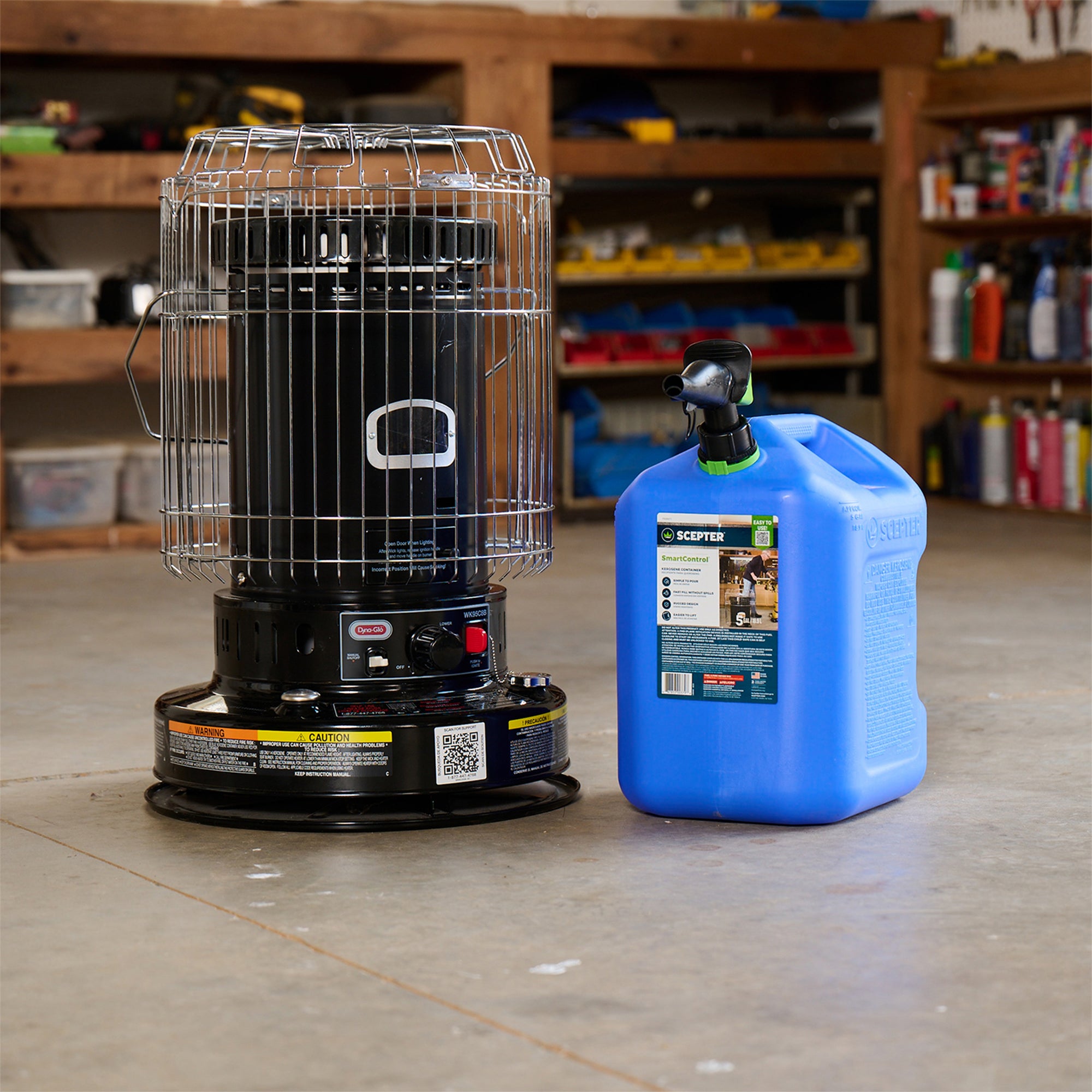 Scepter SmartControl Dual Handle Kerosene Can Container Jug, 5 Gal/18.9L, Blue - VMInnovations