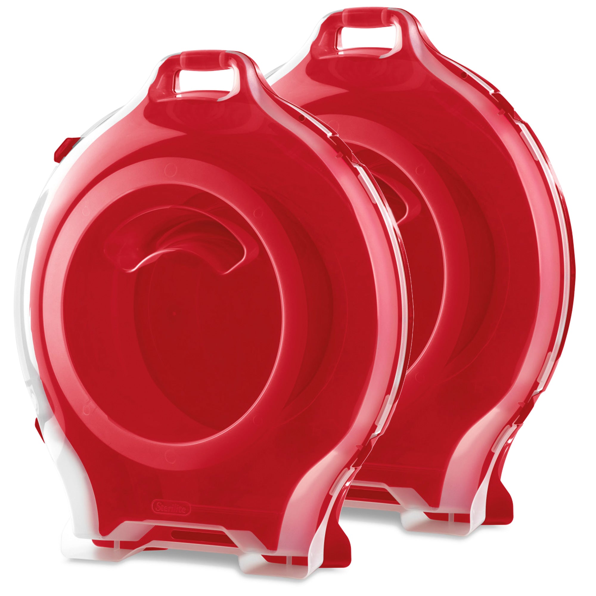 Sterilite Clear Lid Nesting Storage Christmas Holiday Wreath Box, Red (2 Pack)
