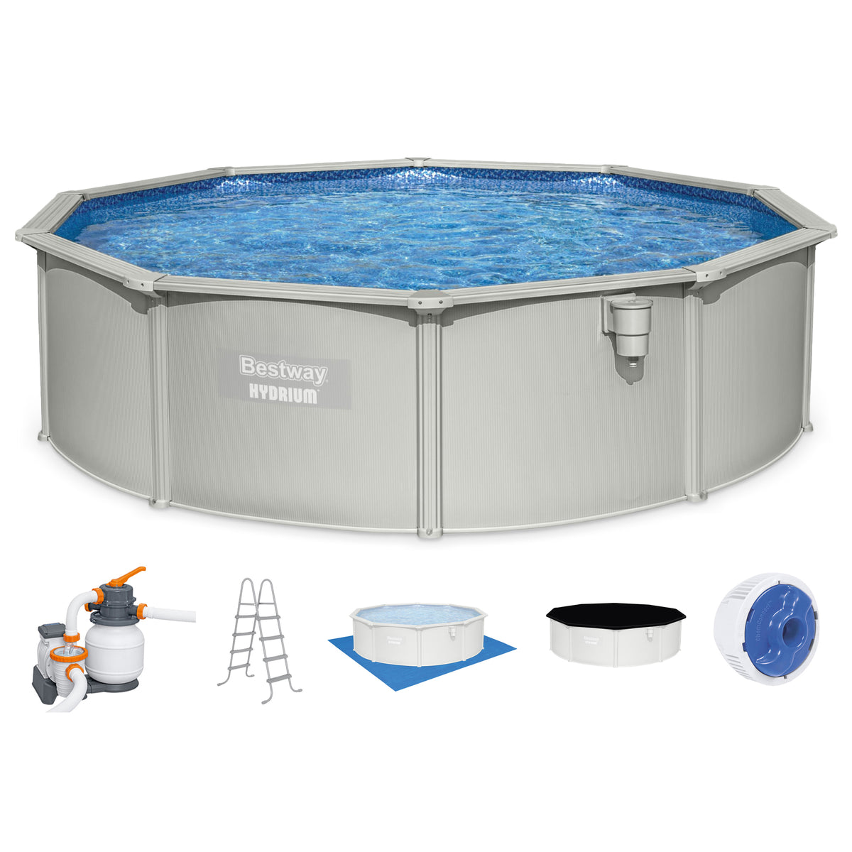 Hydrium 15'x48" Round Steel Wall Above Ground Swimming Pool Set, Gray (Open Box)