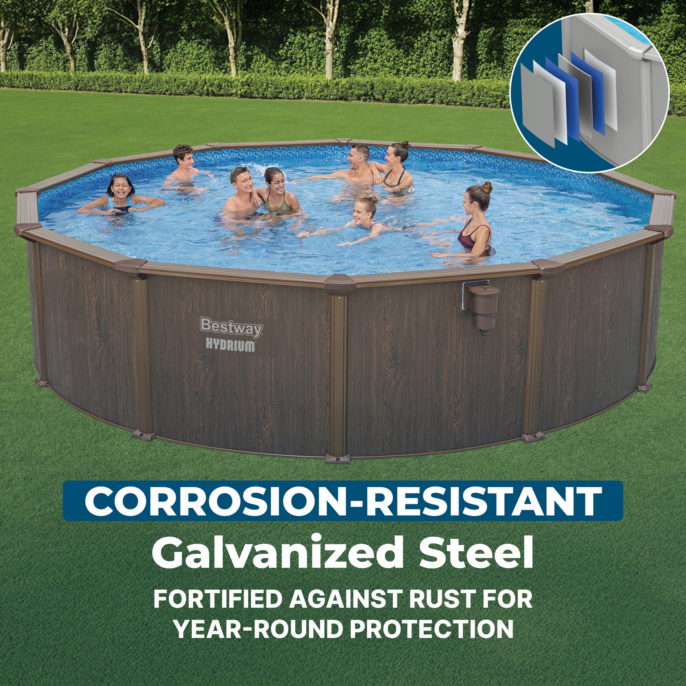 Hydrium 18'x52" Round Steel Wall Above Ground Swimming Pool Set, Brown(Open Box)