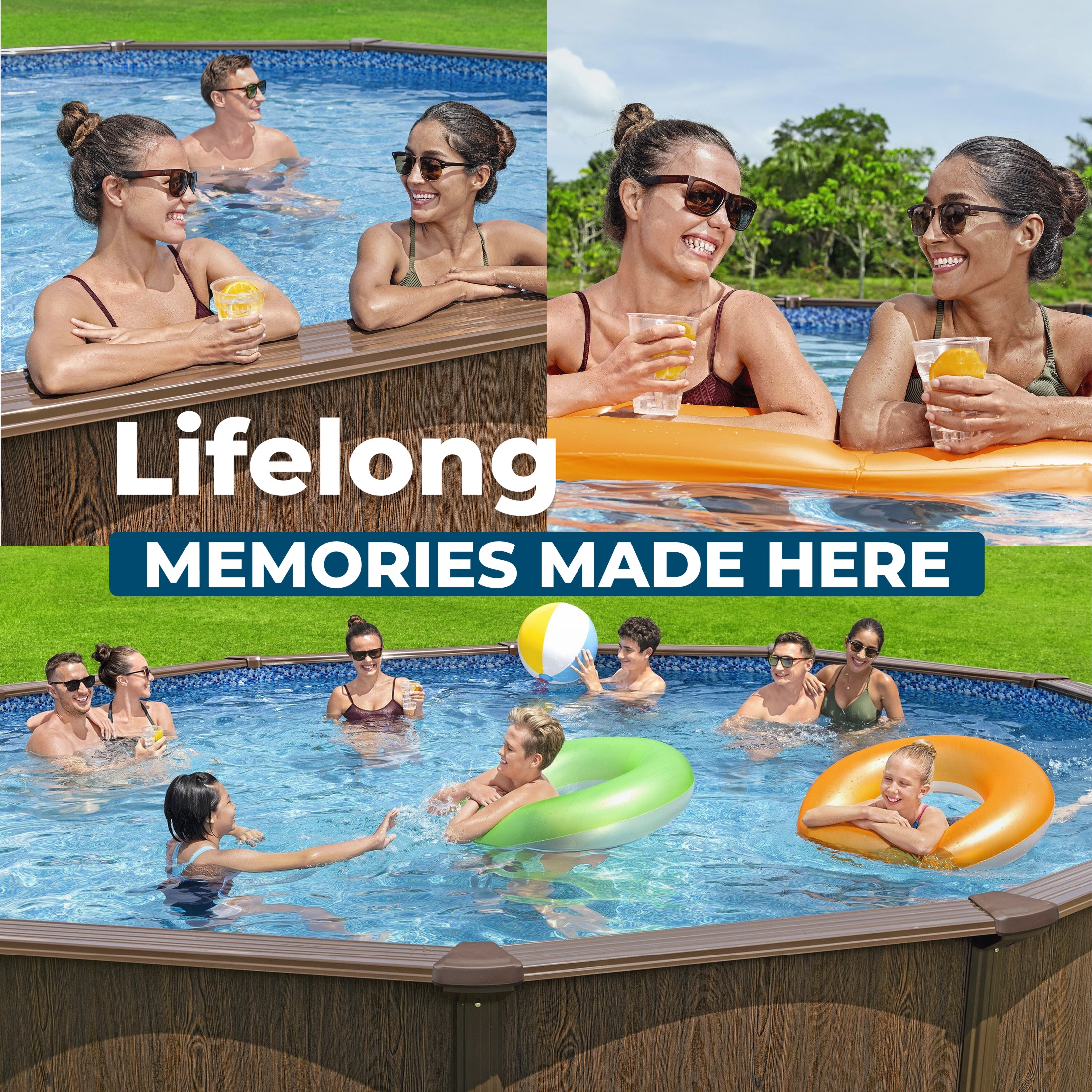 Hydrium 18'x52" Round Steel Wall Above Ground Swimming Pool Set, Brown(Open Box)