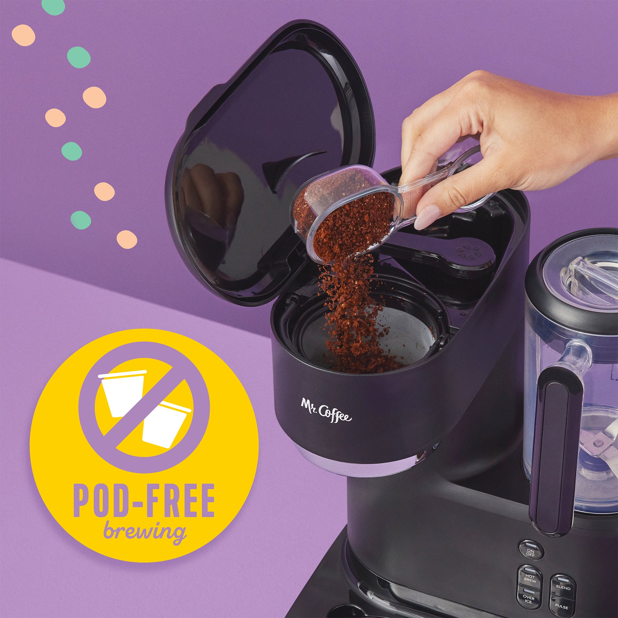 Mr. Coffee Single-Serve Frappe, Iced, and Hot Coffee Maker and Blender, Lavender - VMInnovations