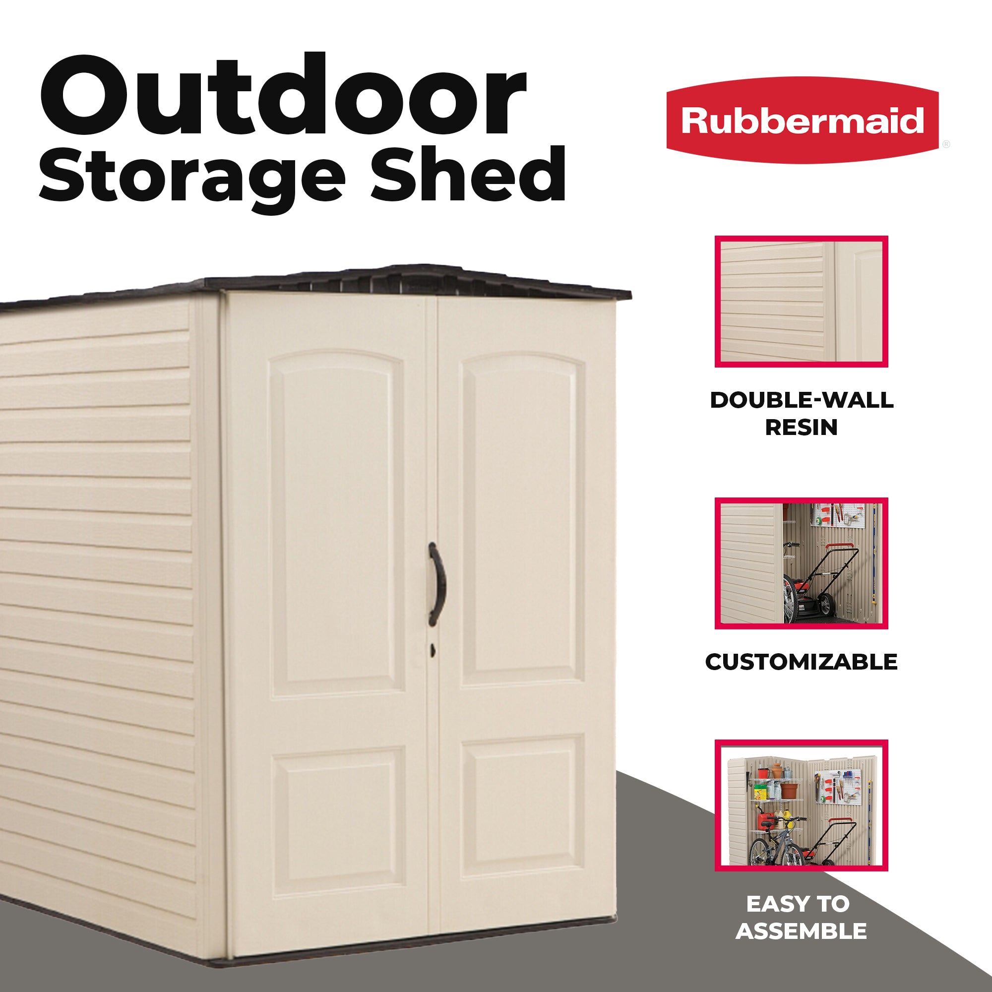 Rubbermaid Large 5x6 Ft Resin Weather Resistant Outdoor Shed, Sandstone (Used)