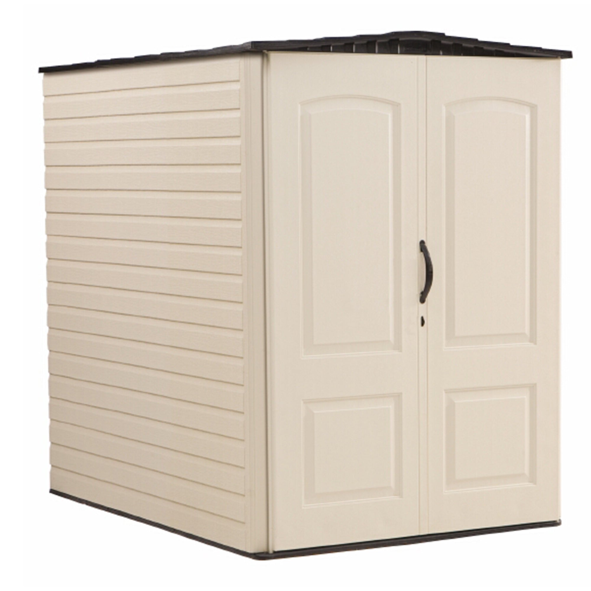 Rubbermaid 5x6 Ft Resin Weather Resistant Outdoor Shed, Sandstone (For Parts)