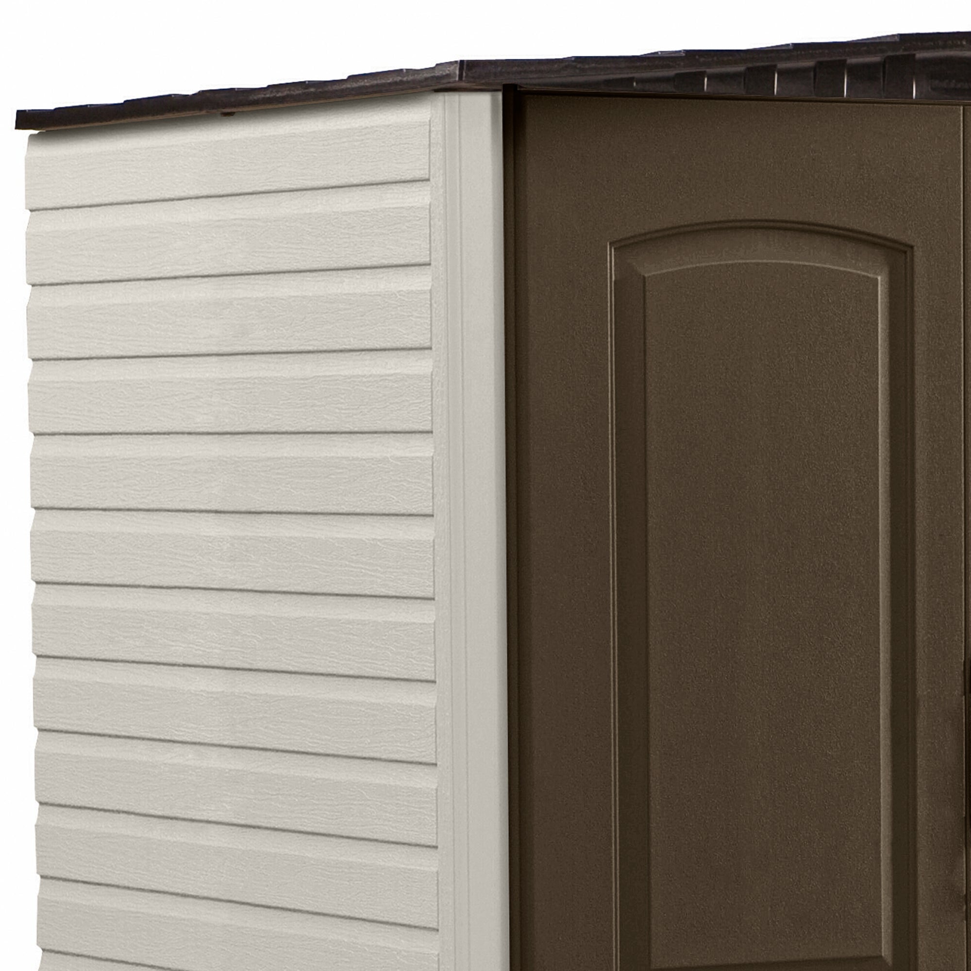 Rubbermaid 5x4 Ft Resin Weatherproof Storage Shed, Canteen Brown/Putty (Used) - VMInnovations