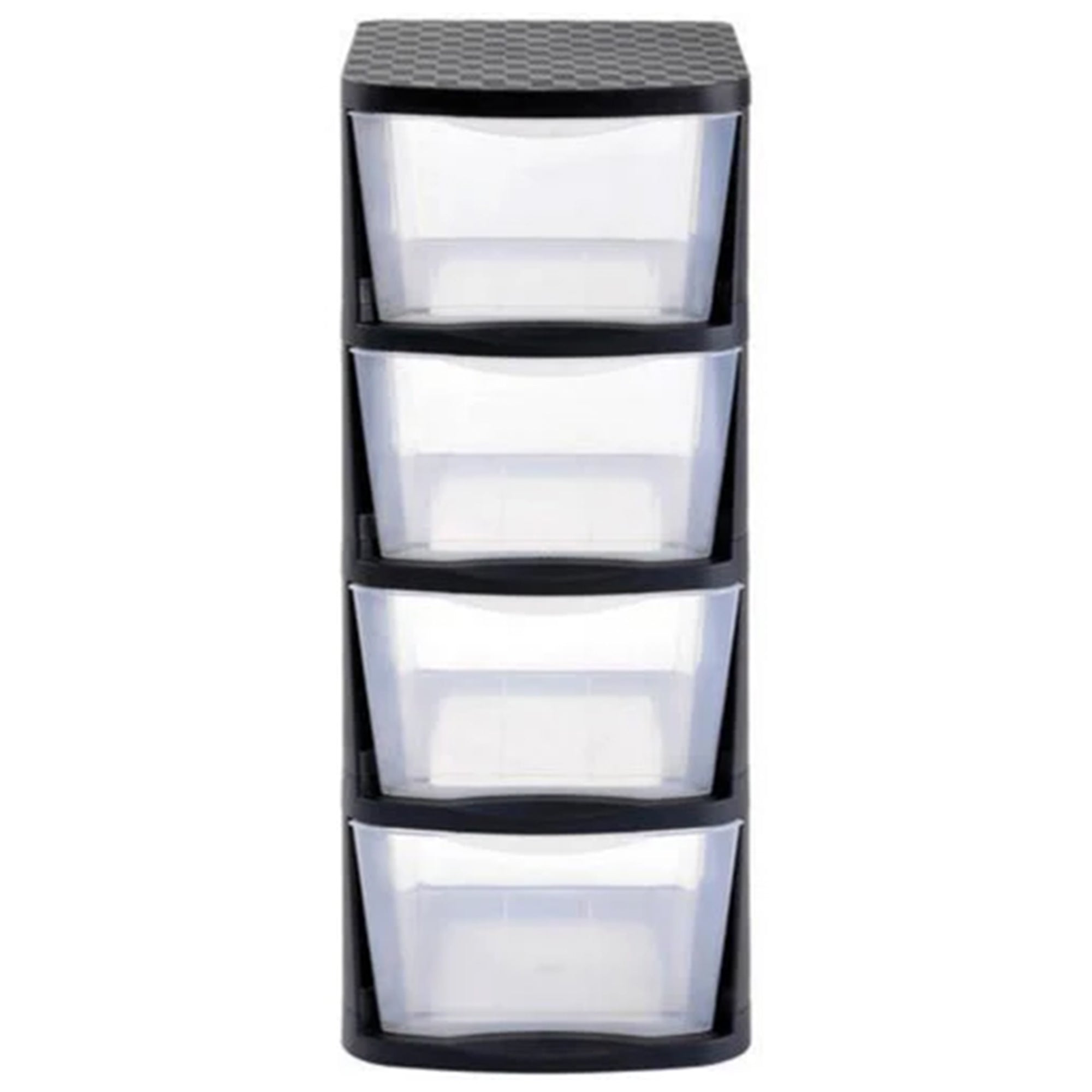 Storage Clear Plastic 4 Drawer Home Storage Tower with Black Frame (Open Box) - VMInnovations