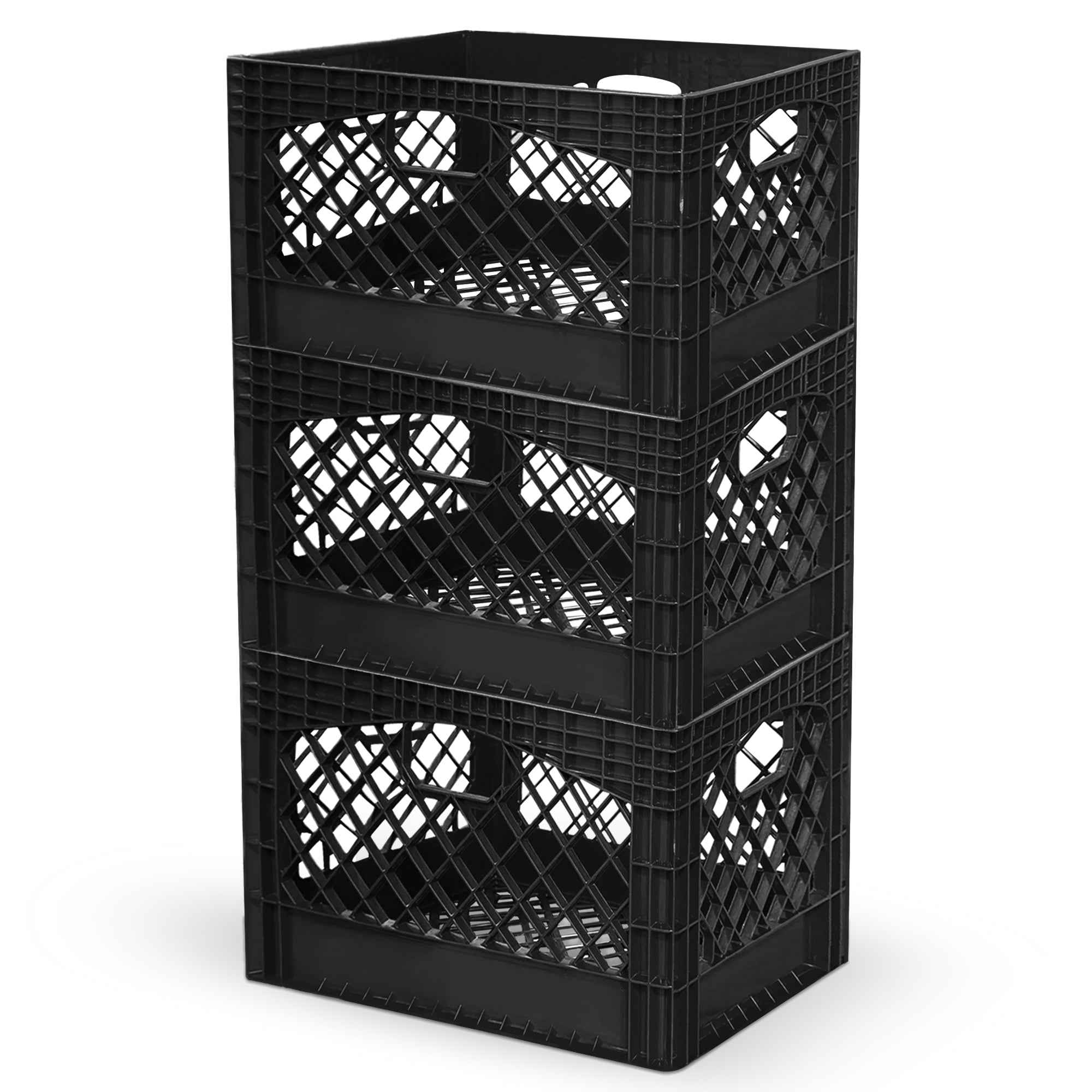 Juggernaut Storage 24Qt Stackable Storage Crate w/ Handles, Black(3Pk)(Open Box)