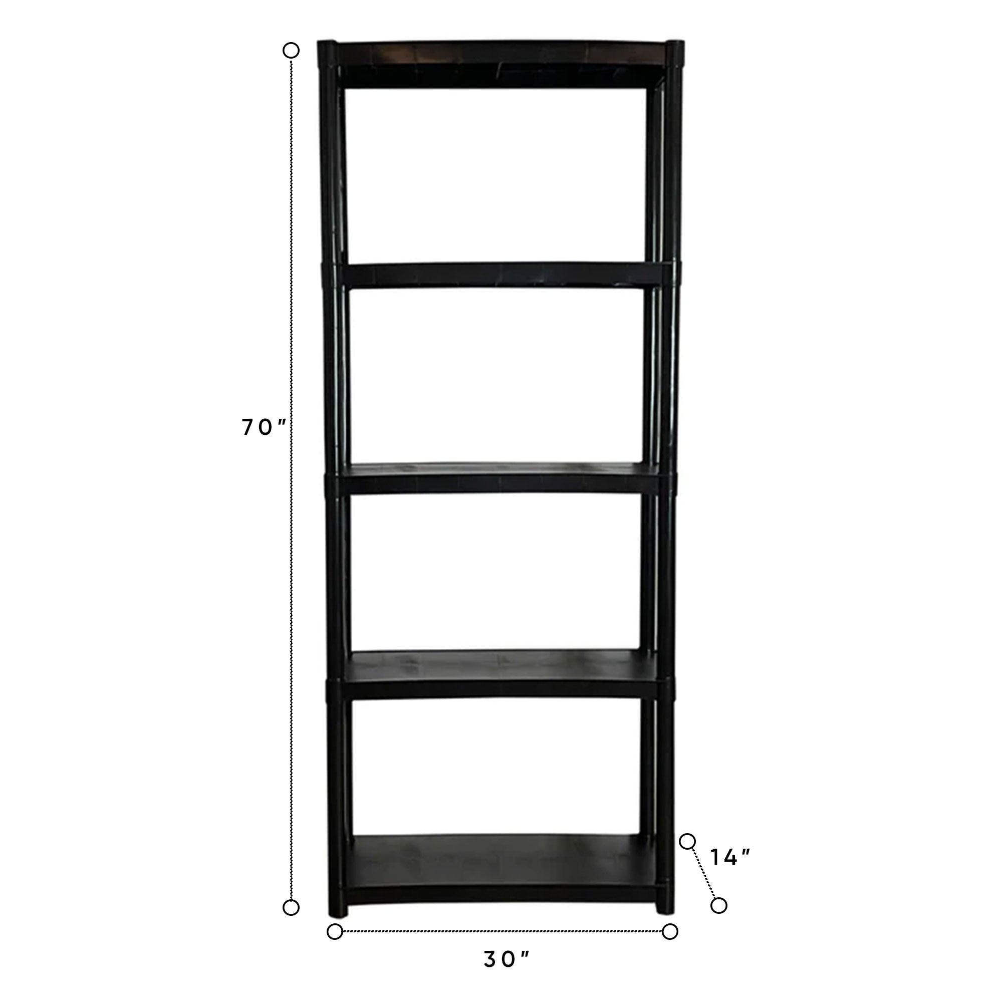 Storage 70" Plastic 5 Tier Garage/Shed Utility Shelving Rack, Black (Open Box) - VMInnovations