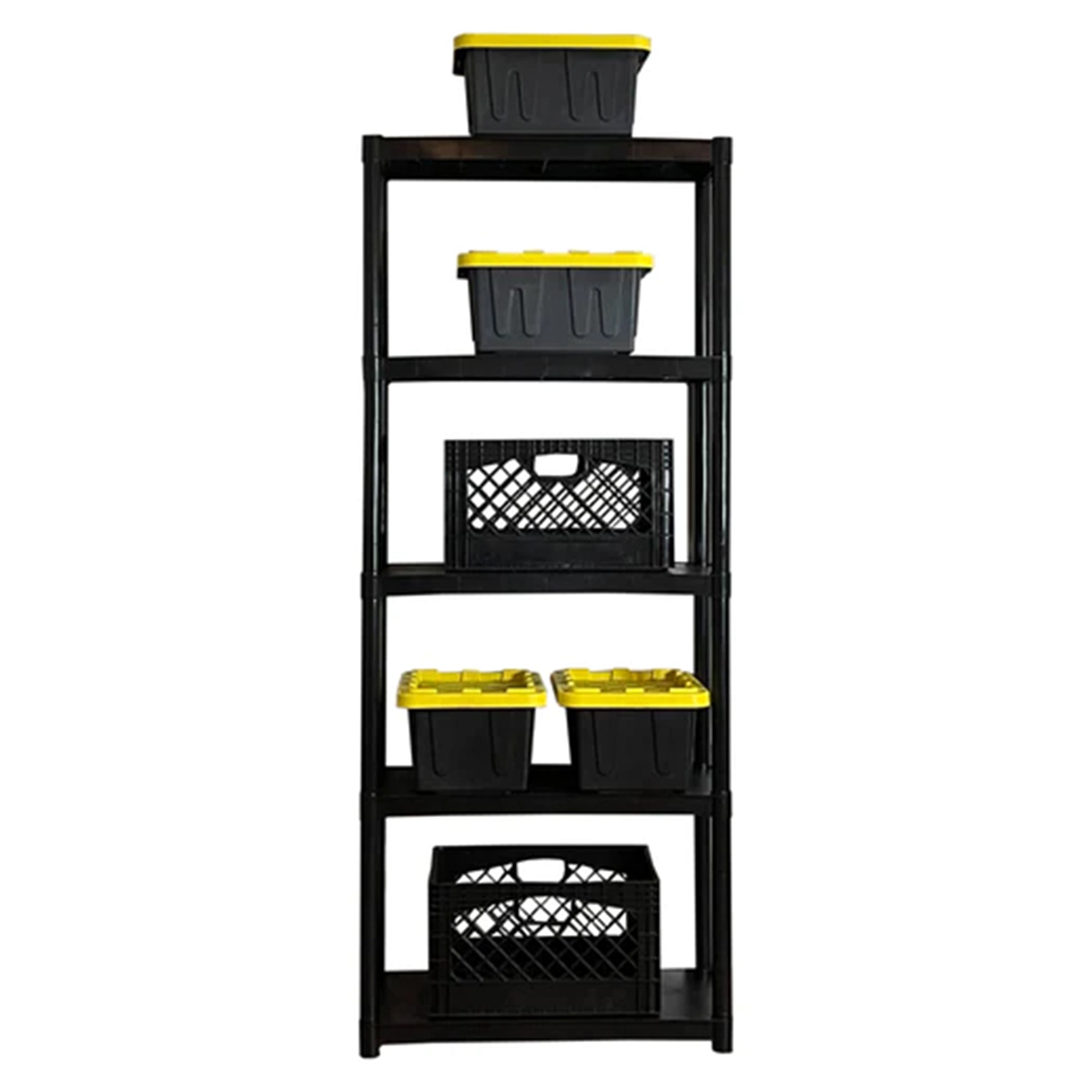 Storage 70" Plastic 5 Tier Garage/Shed Utility Shelving Rack, Black (Open Box) - VMInnovations