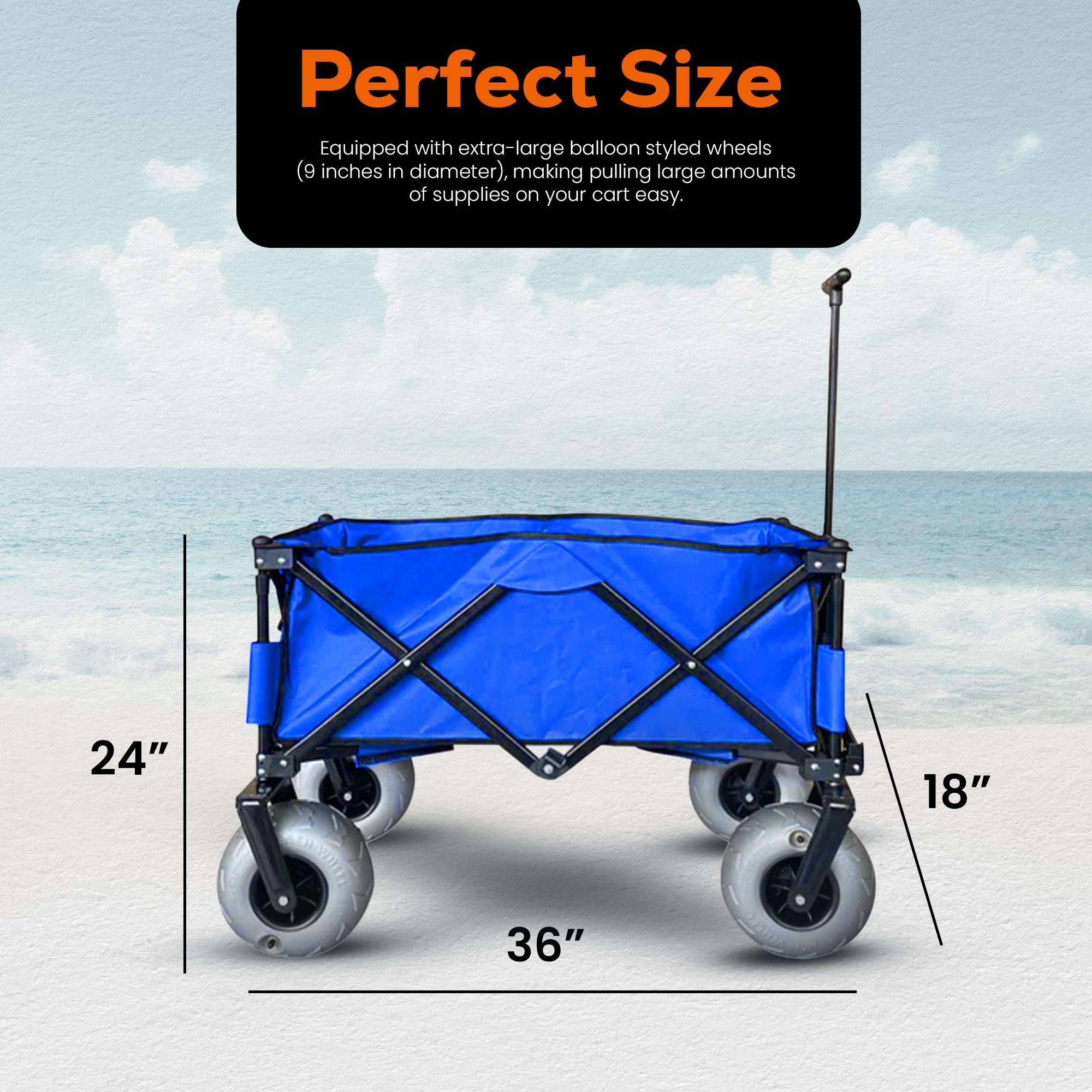 Collapsible Folding Outdoor Beach Utility Wagon w/ Cover, Blue (Used)