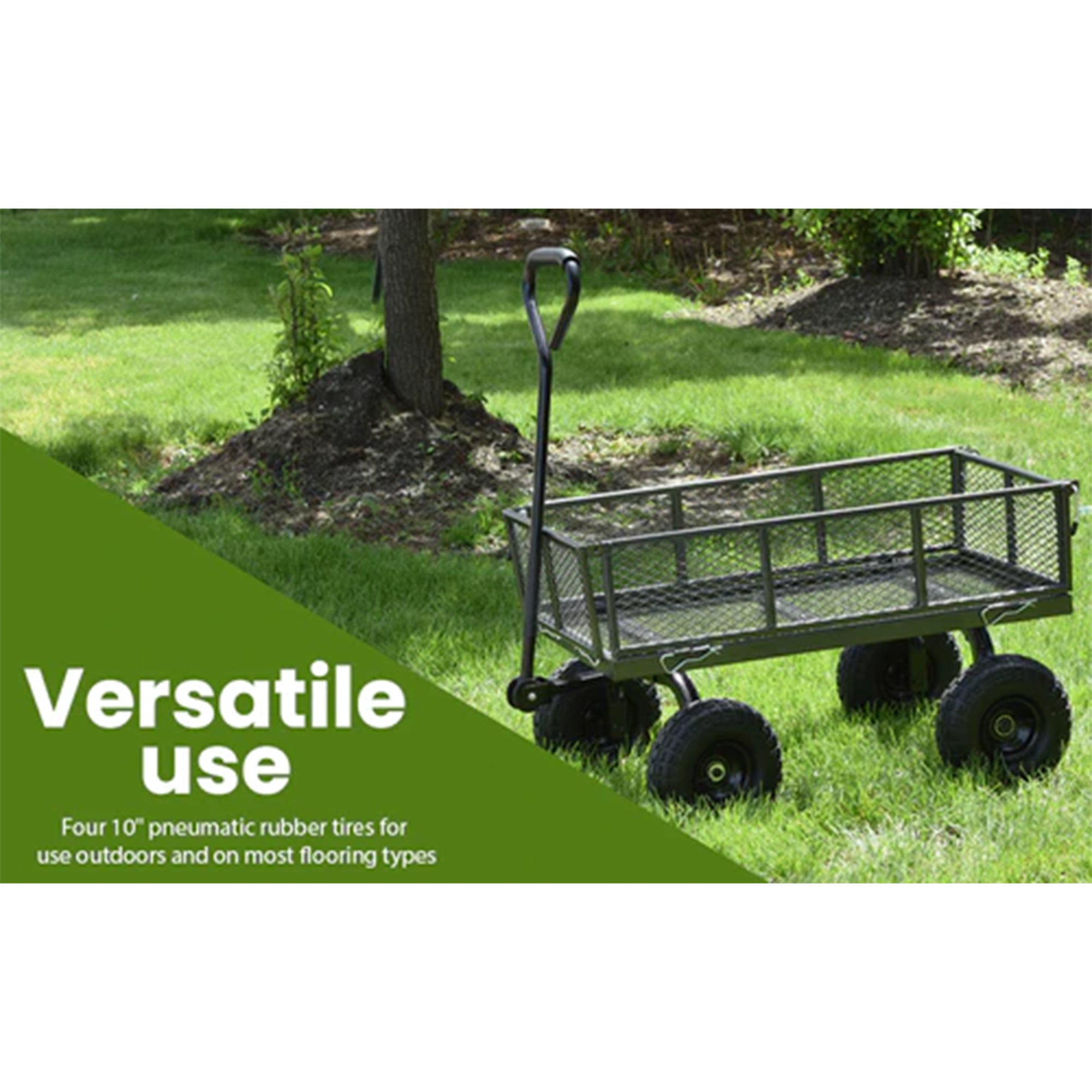 Juggernaut Carts GW3418GR Steel Outdoor Utility Garden Wagon, Green Finish(Used) - VMInnovations