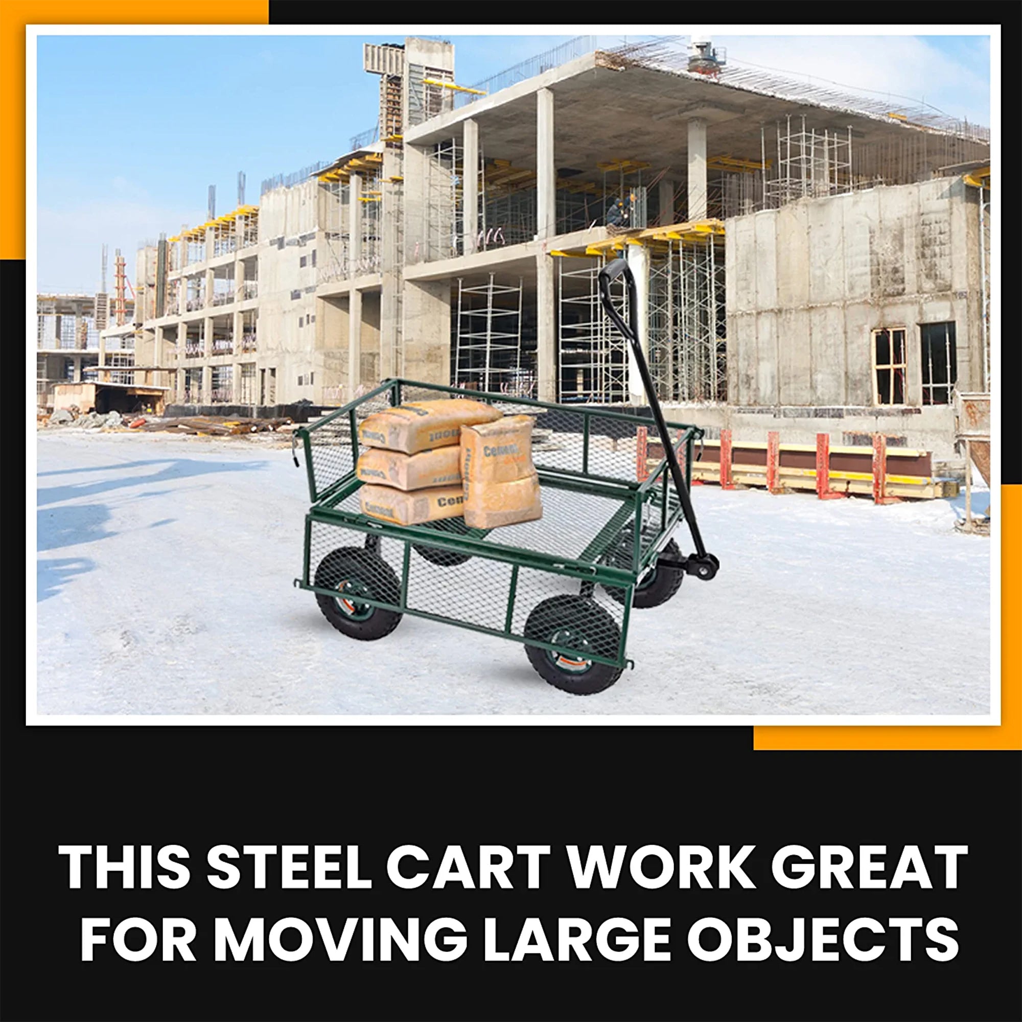 Juggernaut Carts GW3418GR Steel Outdoor Utility Garden Wagon, Green Finish(Used) - VMInnovations
