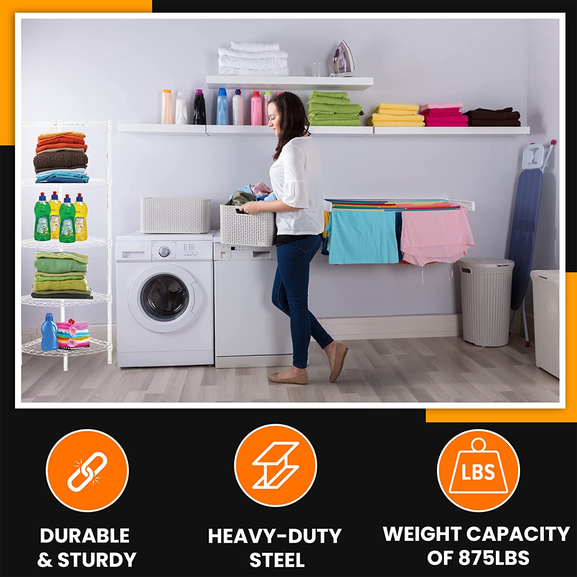 Juggernaut Storage Steel Wire 5-Tier Corner Home Shelving Unit Tower, White - VMInnovations