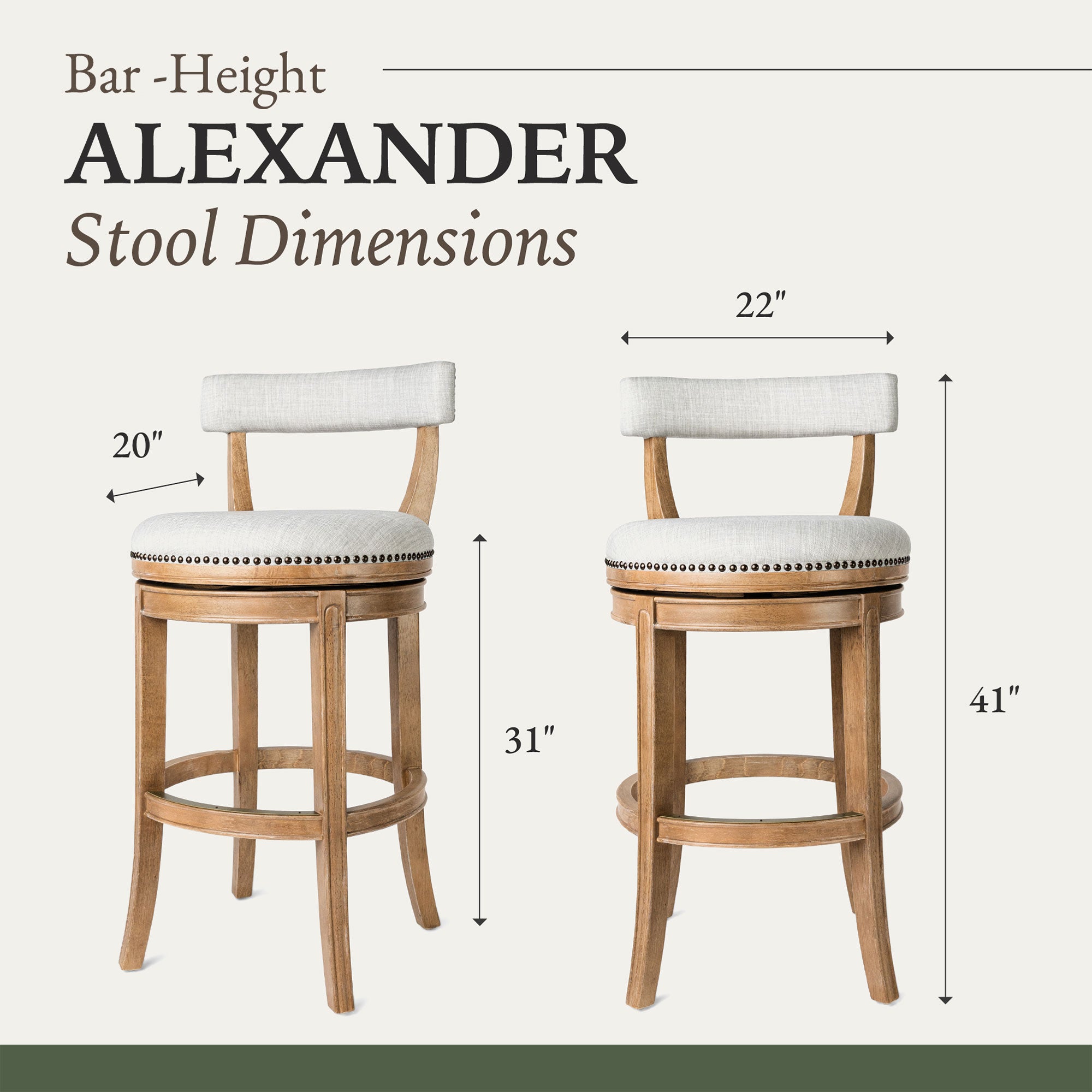 Maven Lane Alexander Bar Stool in Weathered Oak Finish & Sand Fabric (For Parts)