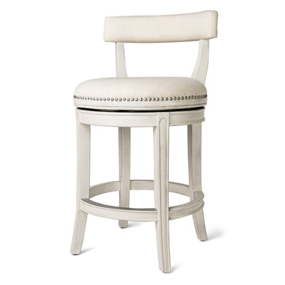 Maven Lane Alexander Counter Stool in White Oak Finish w/ Natural Color Fabric Upholstery