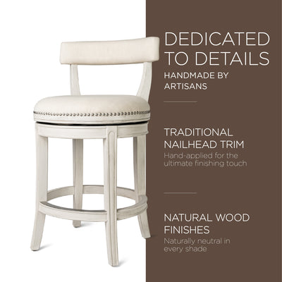 Maven Lane Alexander Counter Stool in White Oak Finish w/ Natural Color Fabric Upholstery