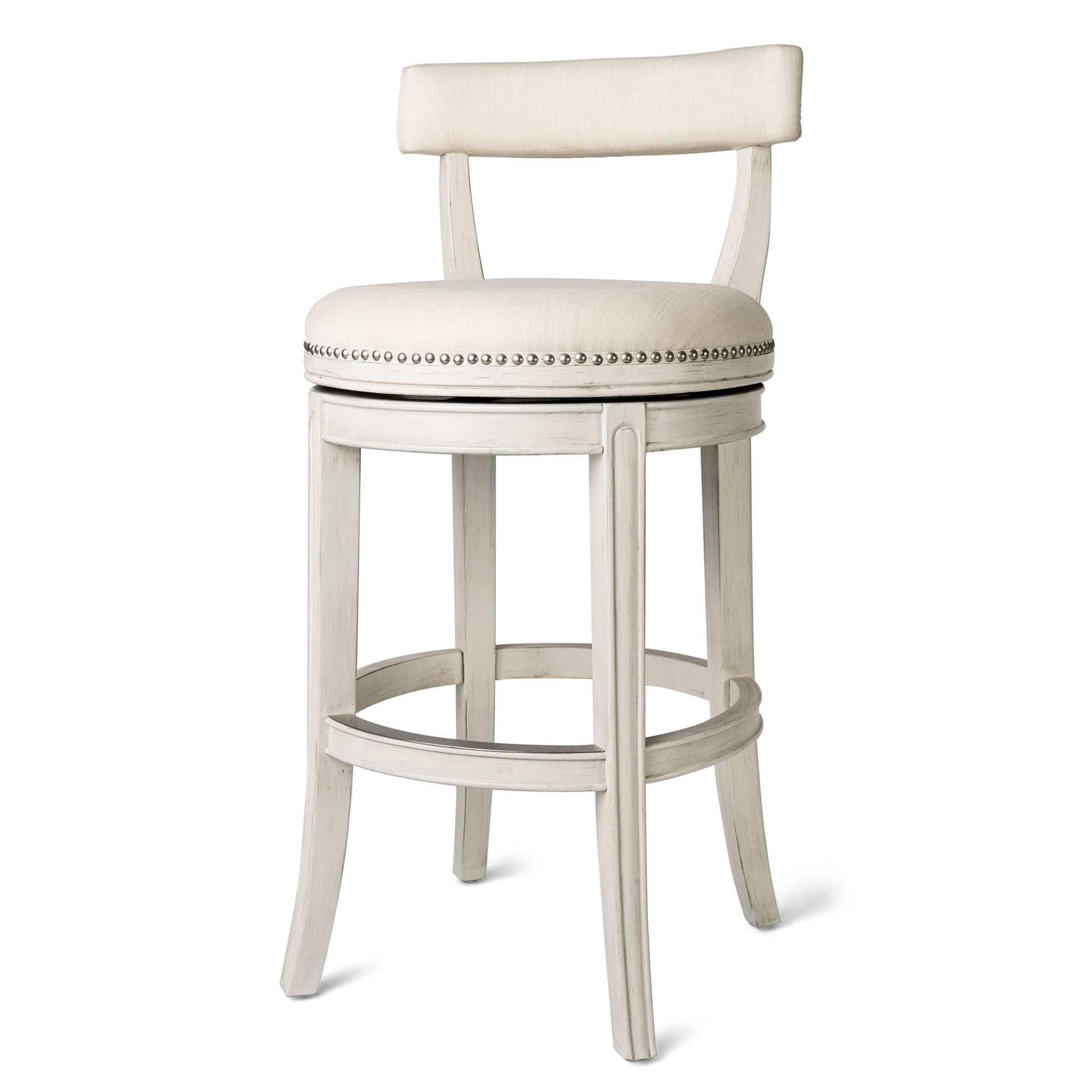 Alexander Low Back Swivel Kitchen Bar Stool 31"H, White Oak Finish(Used)(4 Pack)